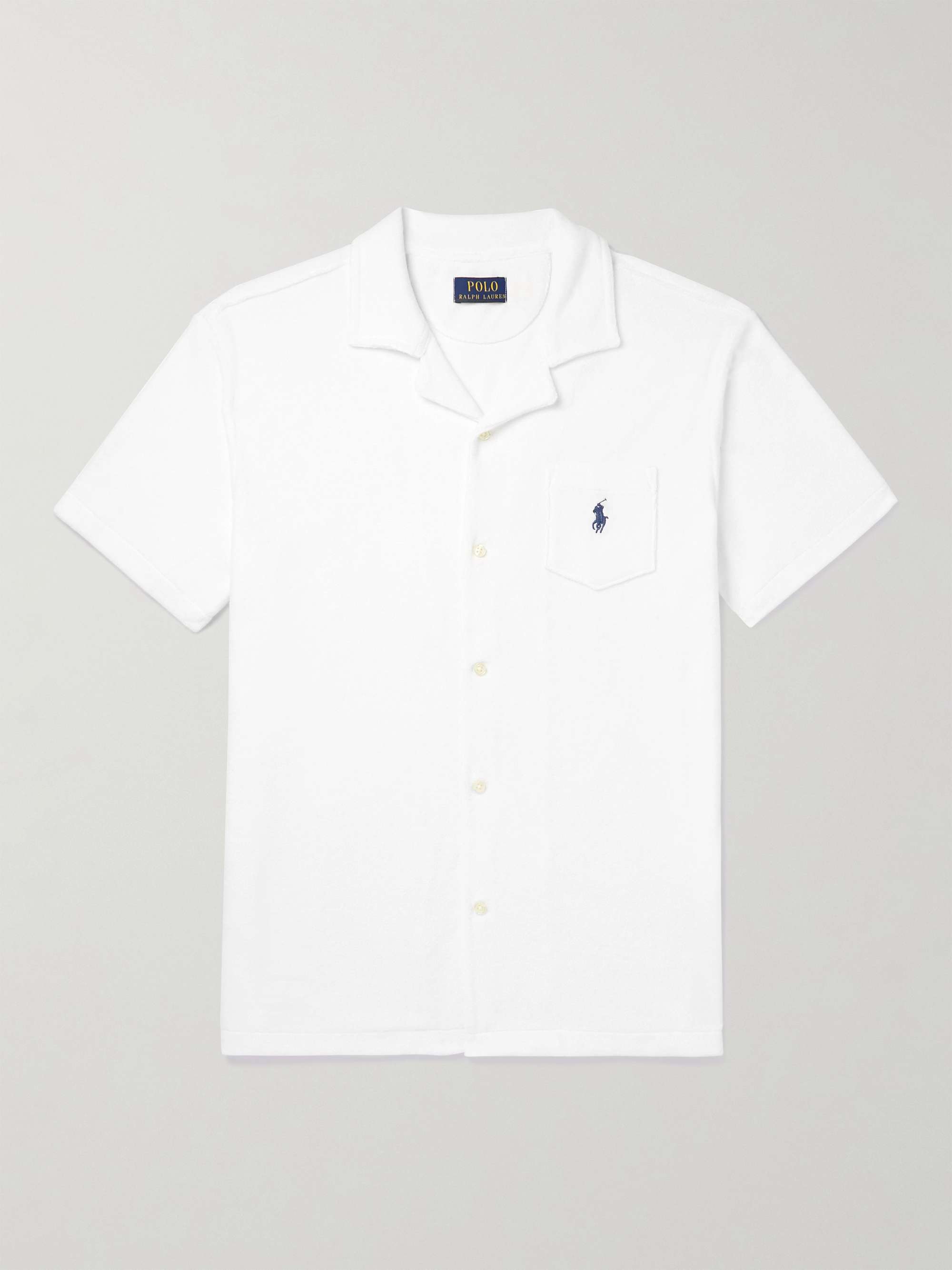 POLO RALPH LAUREN Camp-Collar Logo-Embroidered Cotton-Terry Shirt for Men |  MR PORTER