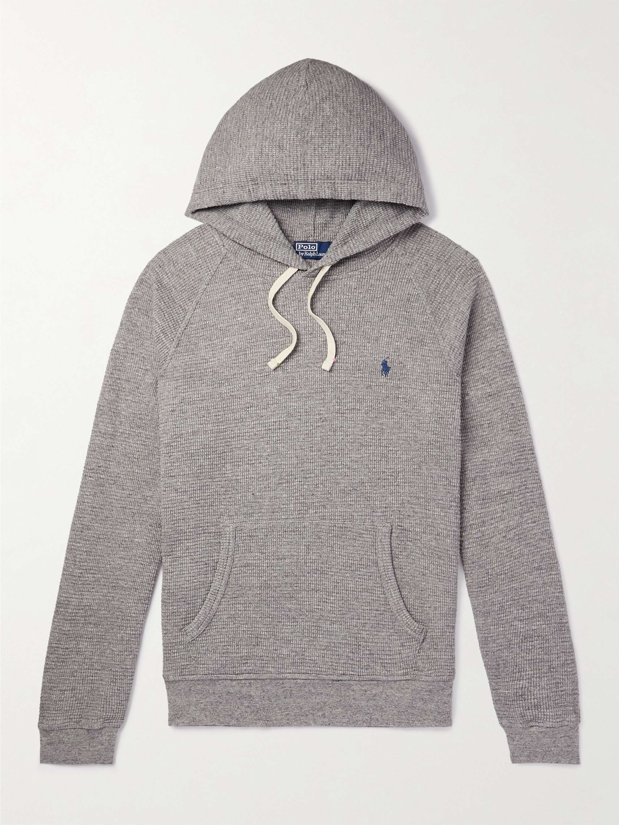 POLO RALPH LAUREN Logo-Embroidered Waffle-Knit Cotton Hoodie | MR PORTER