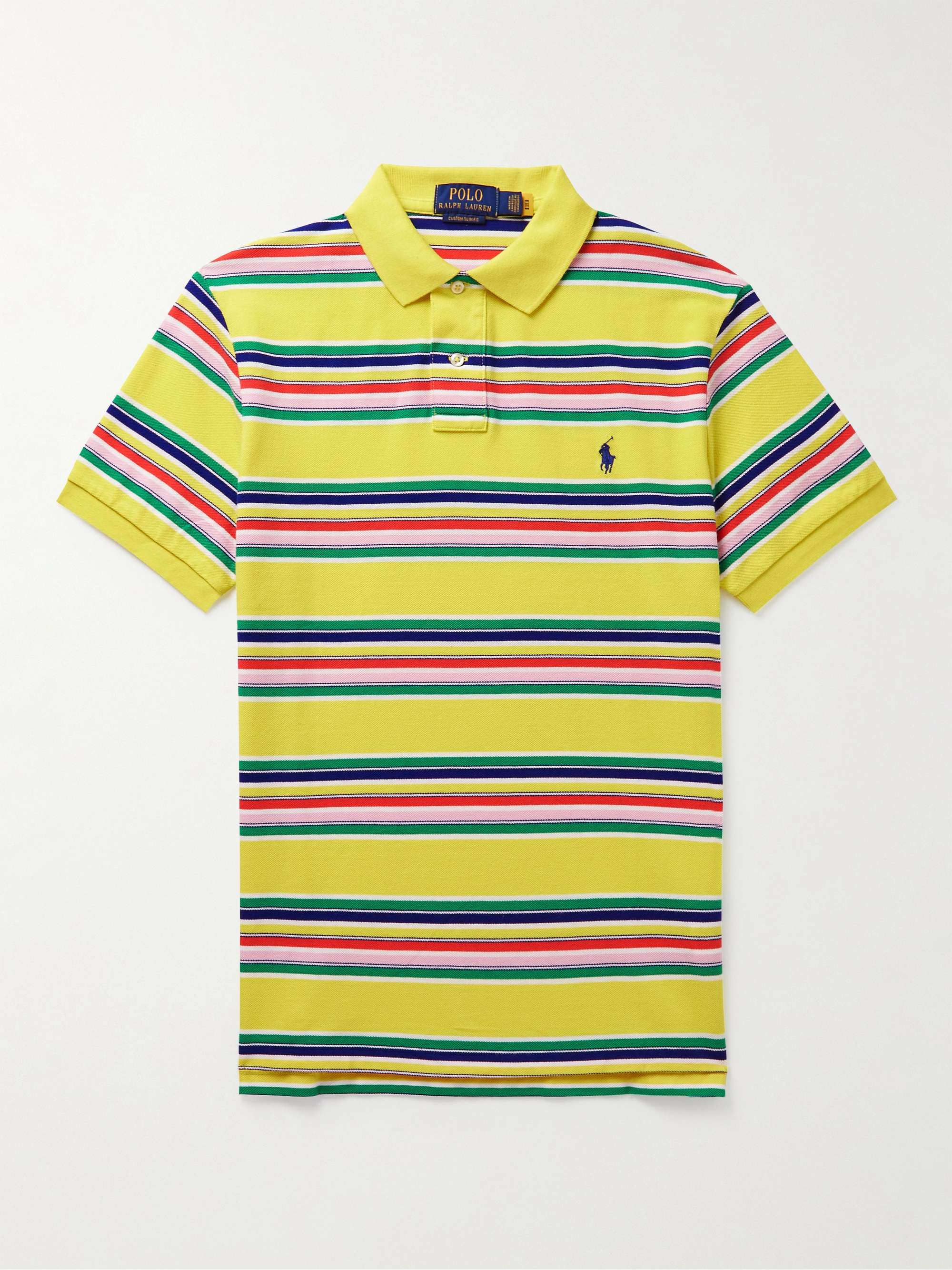 Yellow Slim-Fit Striped Cotton-Piqué Polo Shirt | POLO RALPH LAUREN | MR  PORTER