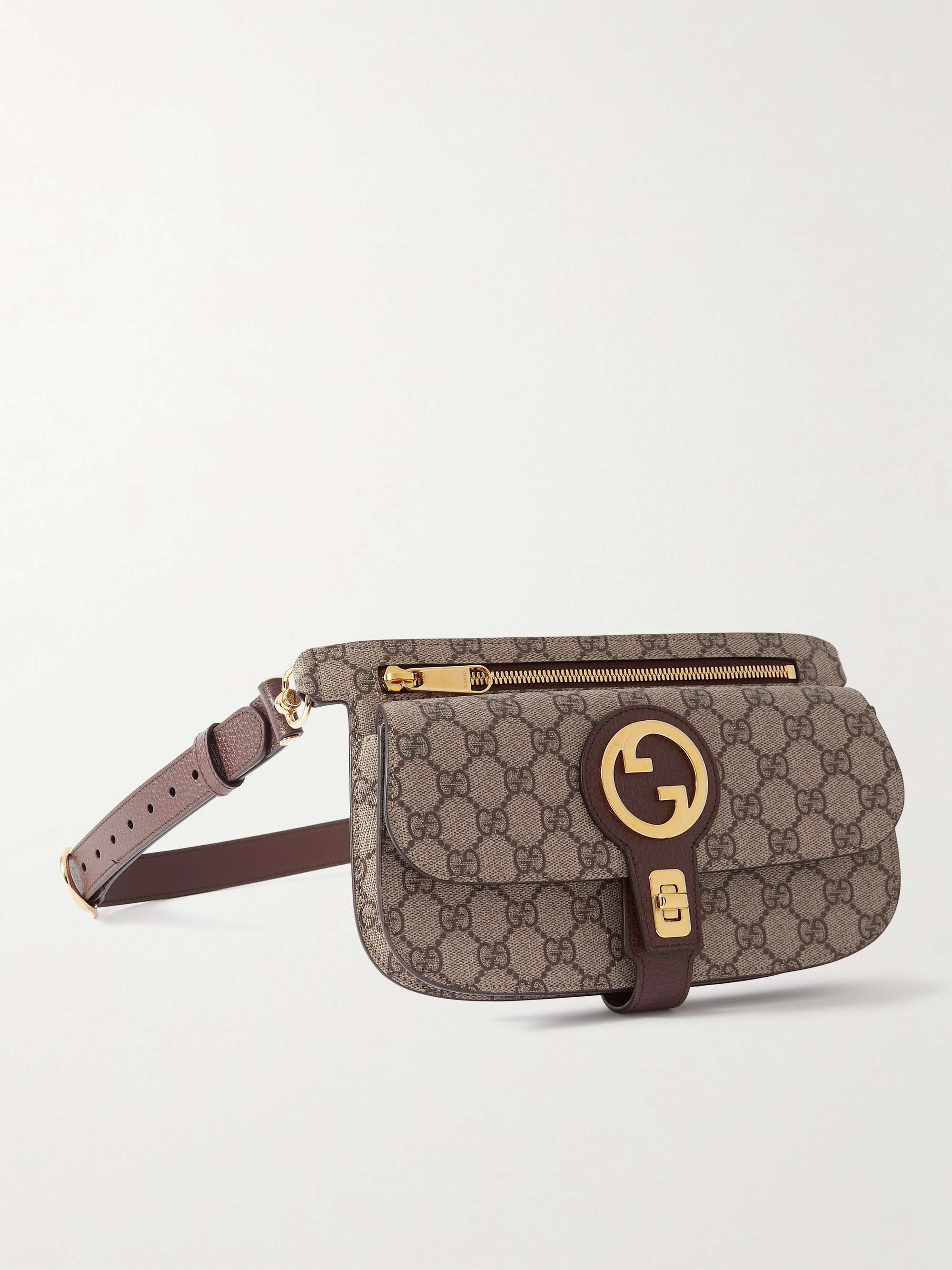 GUCCI Blondie Leather-Trimmed Monogrammed Coated-Canvas Belt Bag | MR PORTER