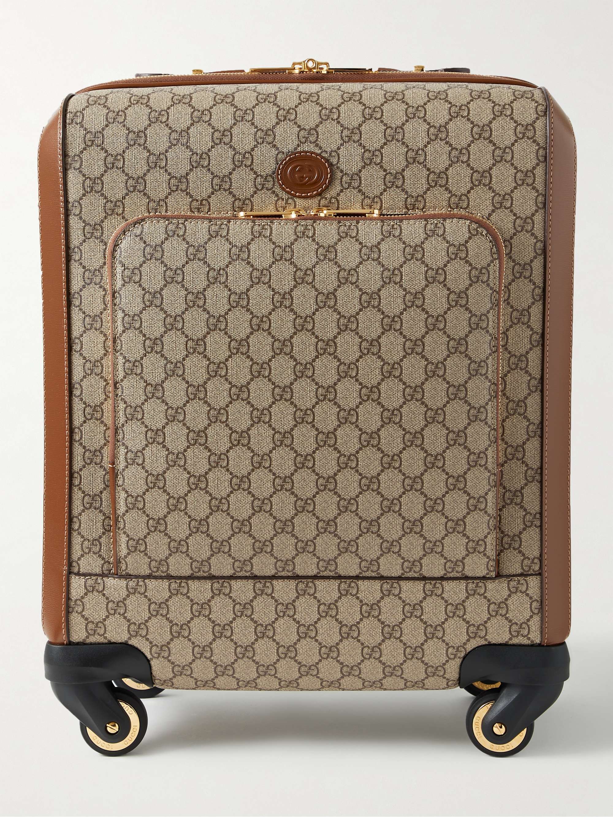 GUCCI Small Cross-Grain Leather-Trimmed Monogrammed Canvas Suitcase | MR  PORTER