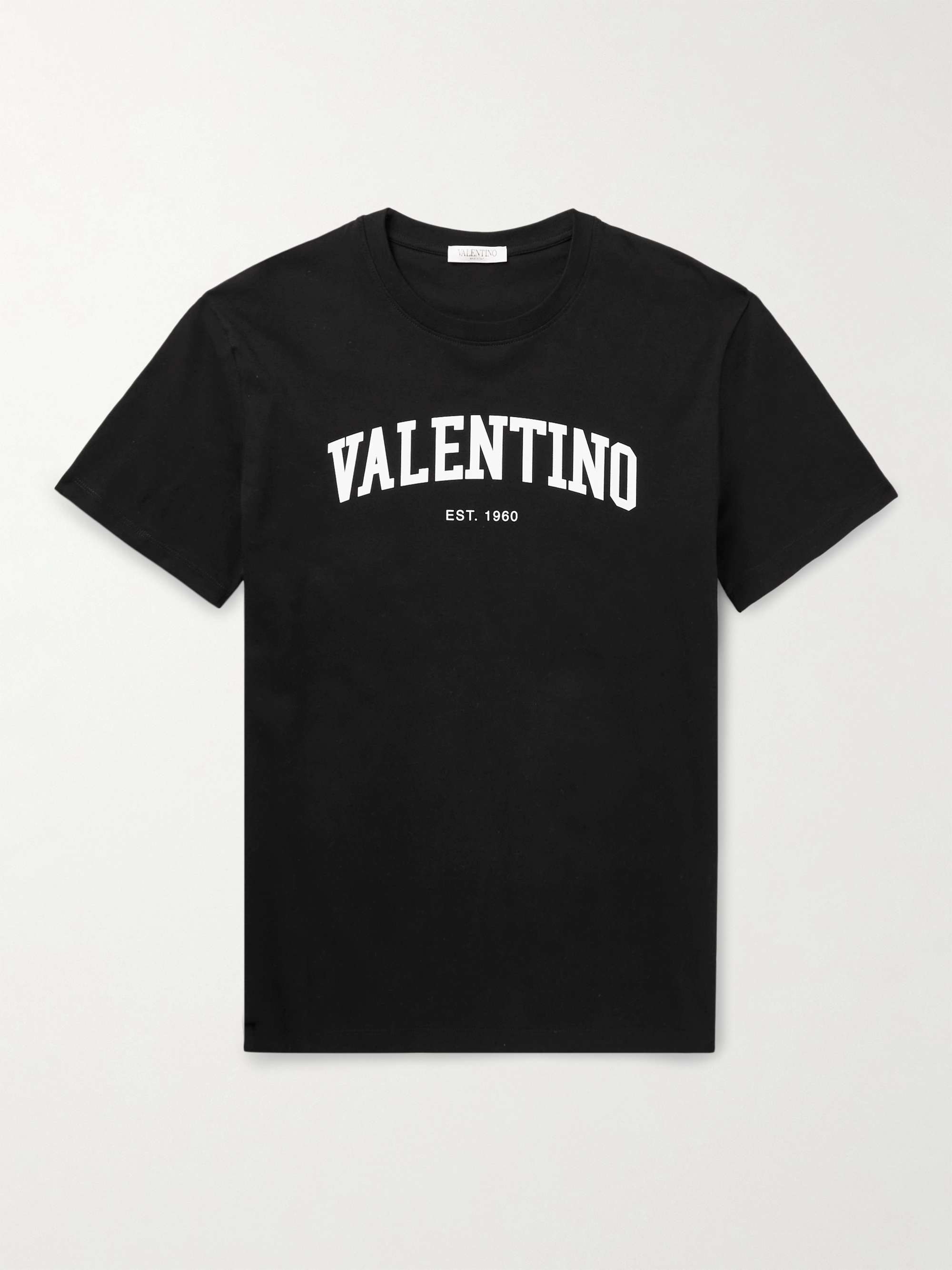 Black Logo-Print Cotton-Jersey T-Shirt | VALENTINO | MR PORTER