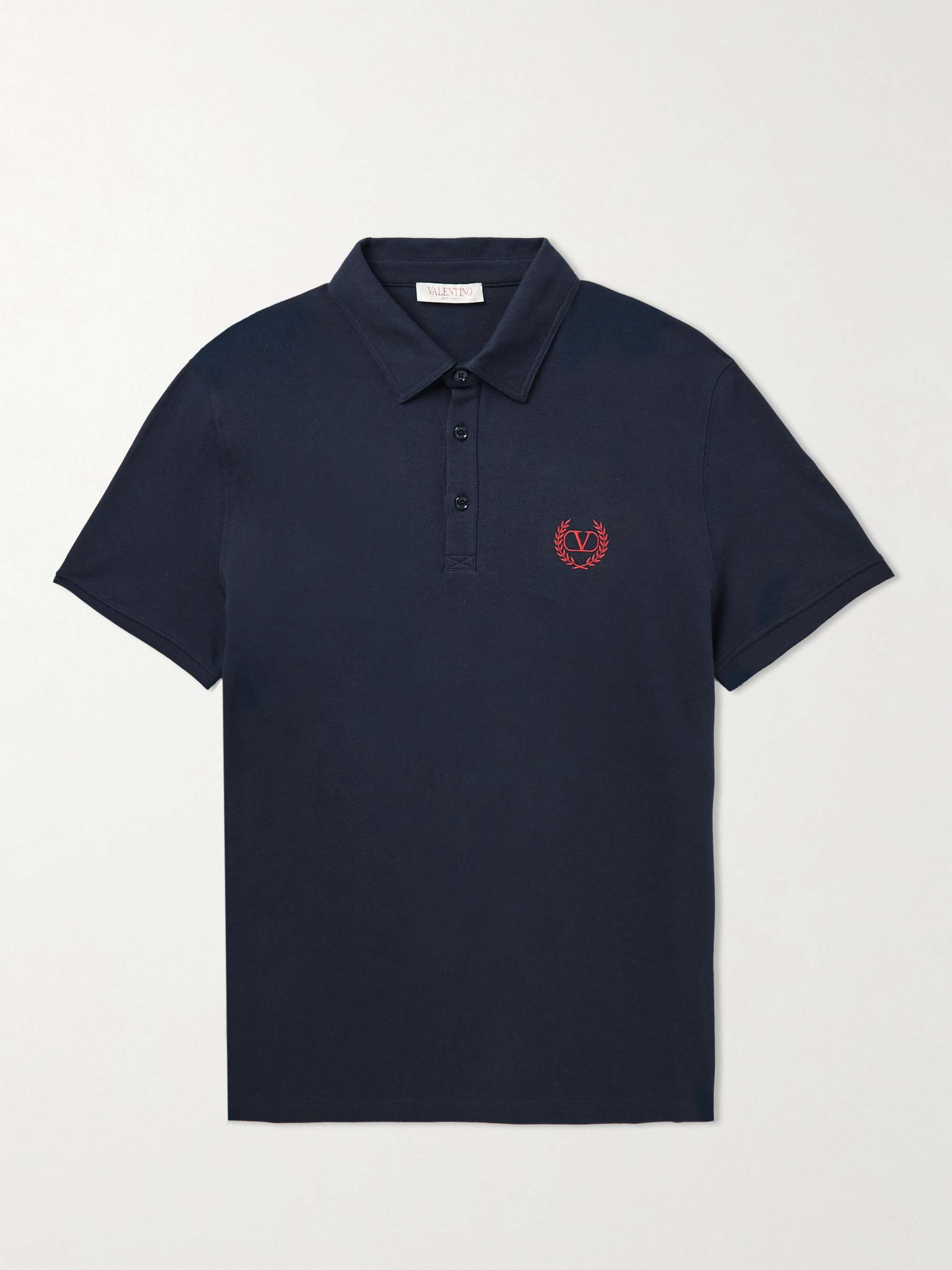 VALENTINO GARAVANI Logo-Embroidered Cotton-Piqué Polo Shirt for Men | MR  PORTER
