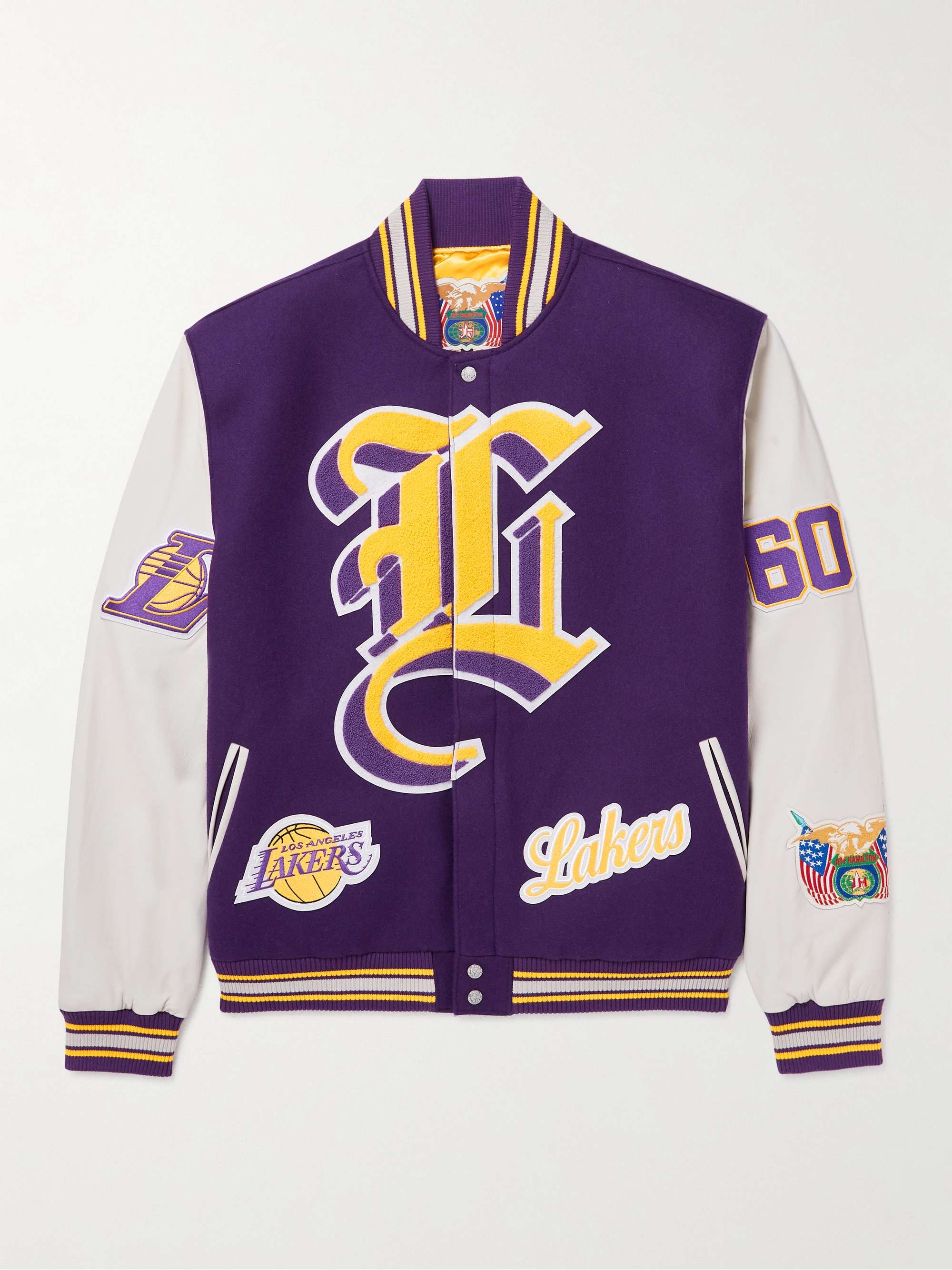 JEFF HAMILTON Lakers Appliquéd Felt and Leather Bomber Jacket | MR PORTER