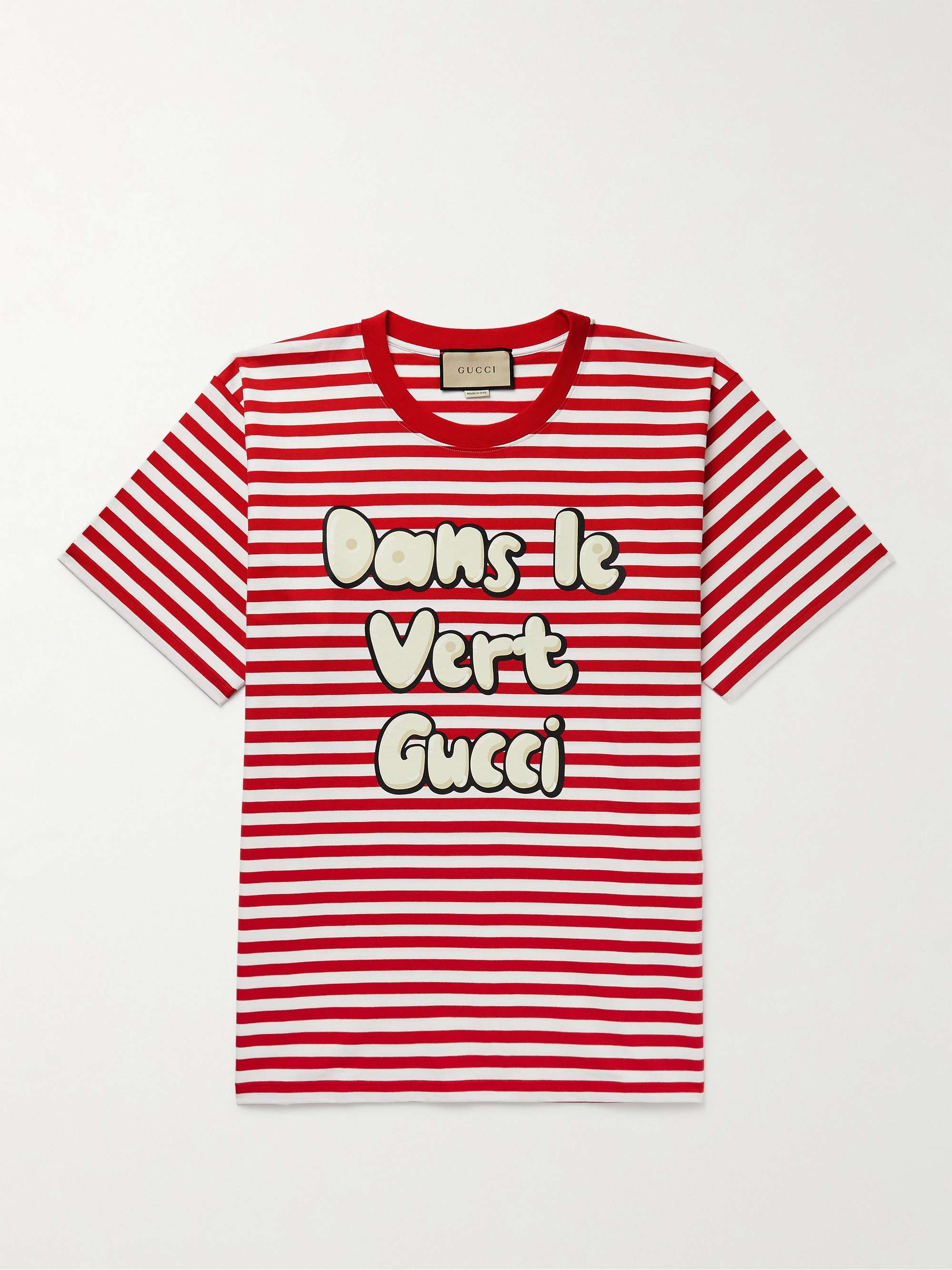 GUCCI Logo-Print Striped Cotton-Jersey T-Shirt | MR PORTER