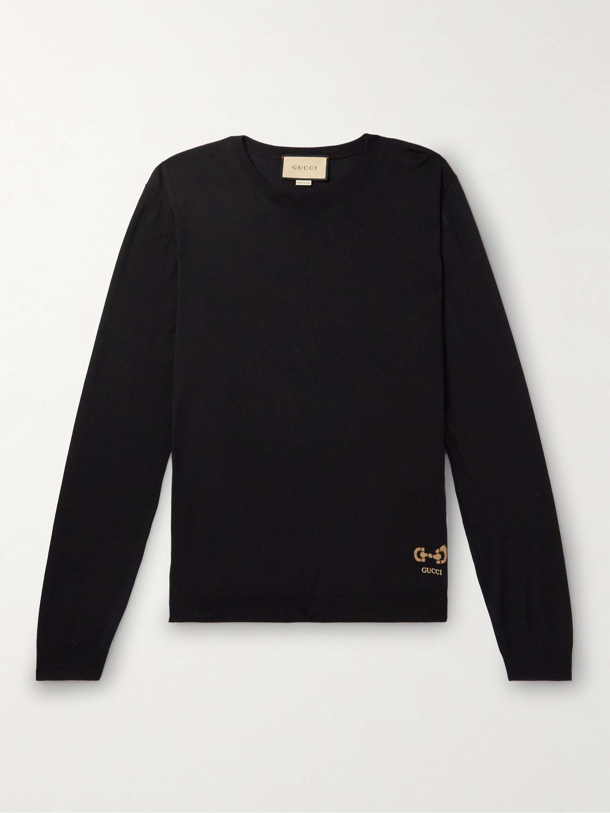 GUCCI Logo-Embroidered Wool Sweater for Men | MR PORTER