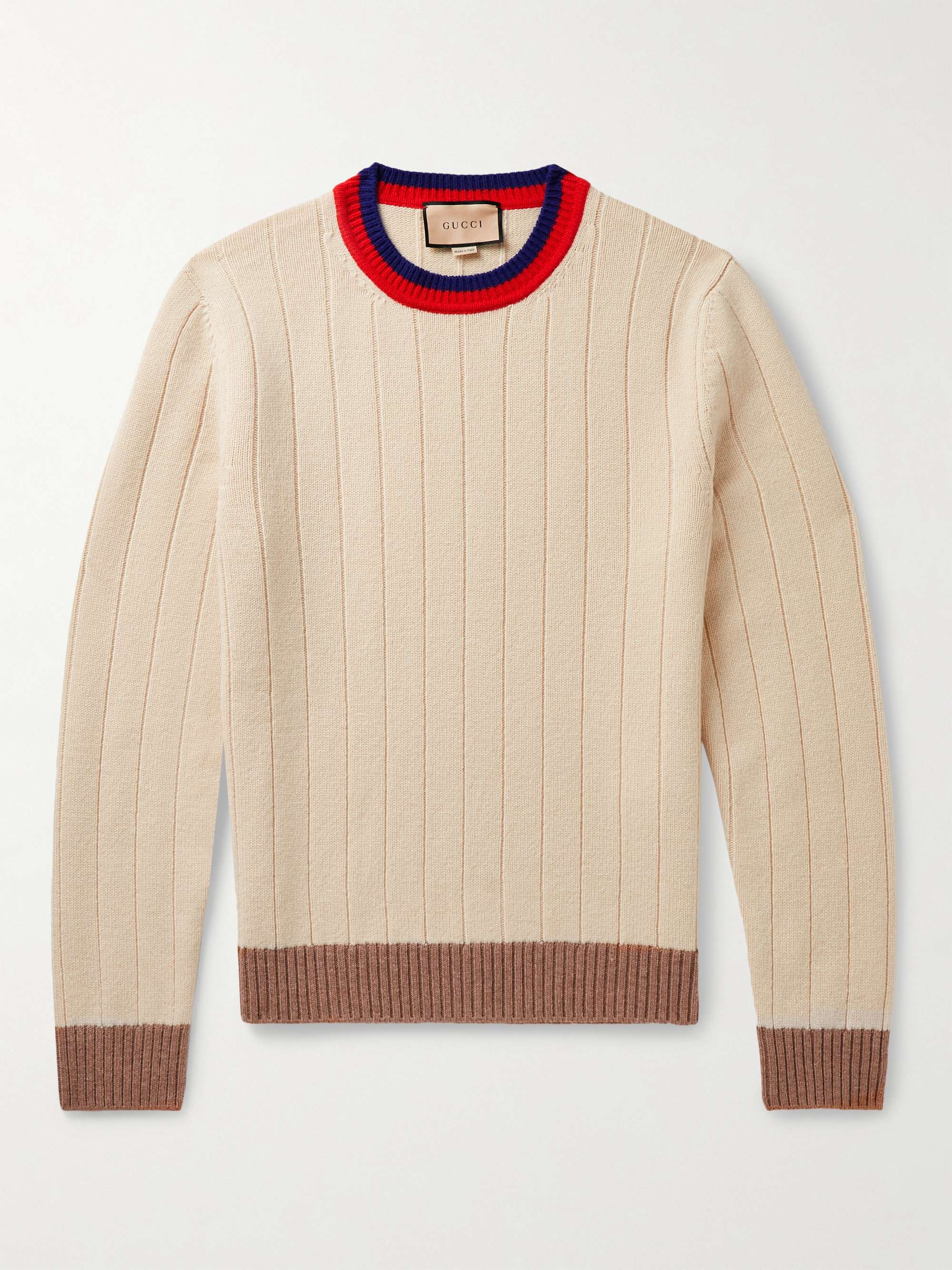 GUCCI Striped Ribbed Wool Sweater for Men | MR PORTER