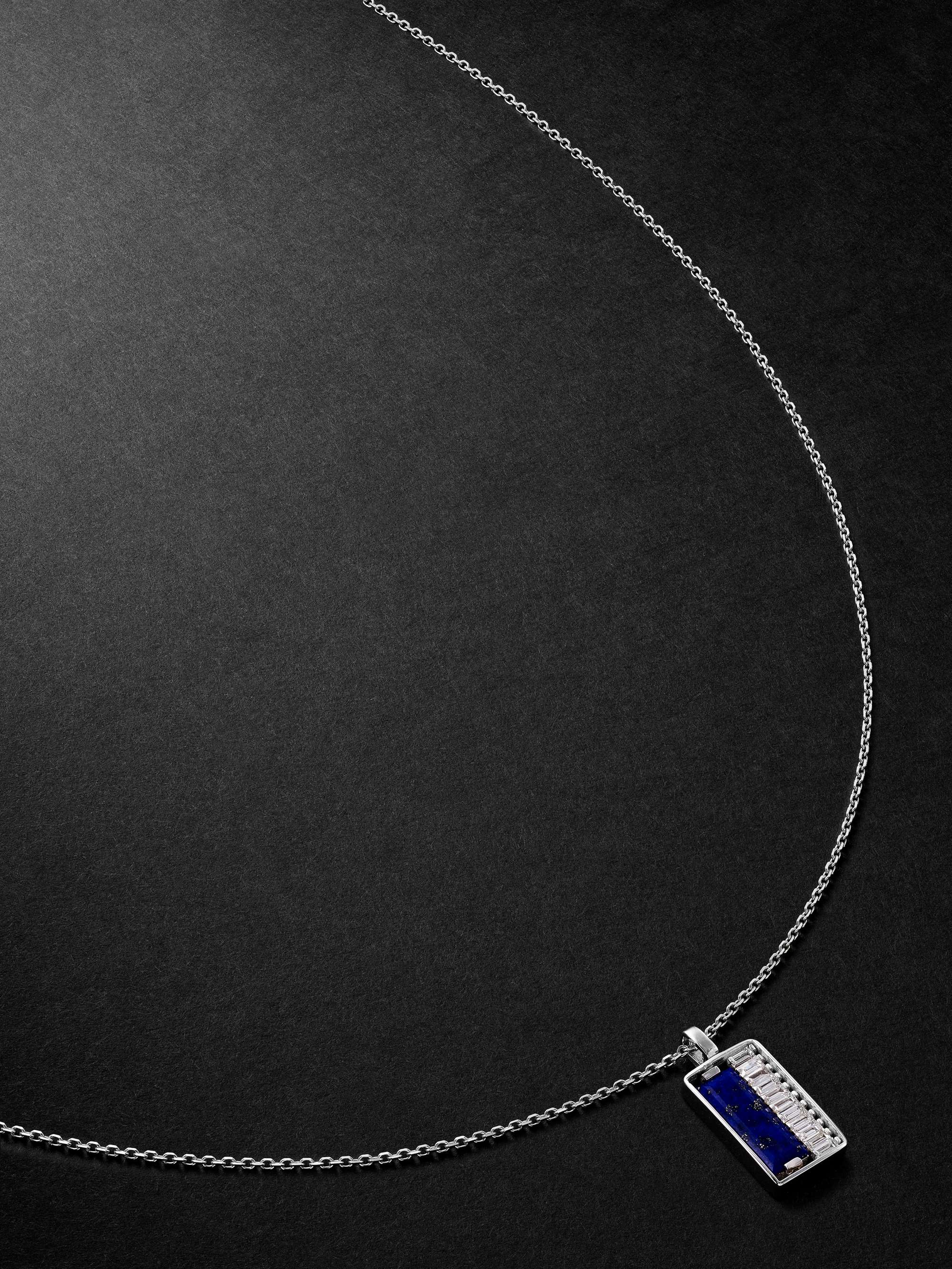 SUZANNE KALAN White Gold, Lapis Lazuli and Diamond Pendant Necklace for Men  | MR PORTER