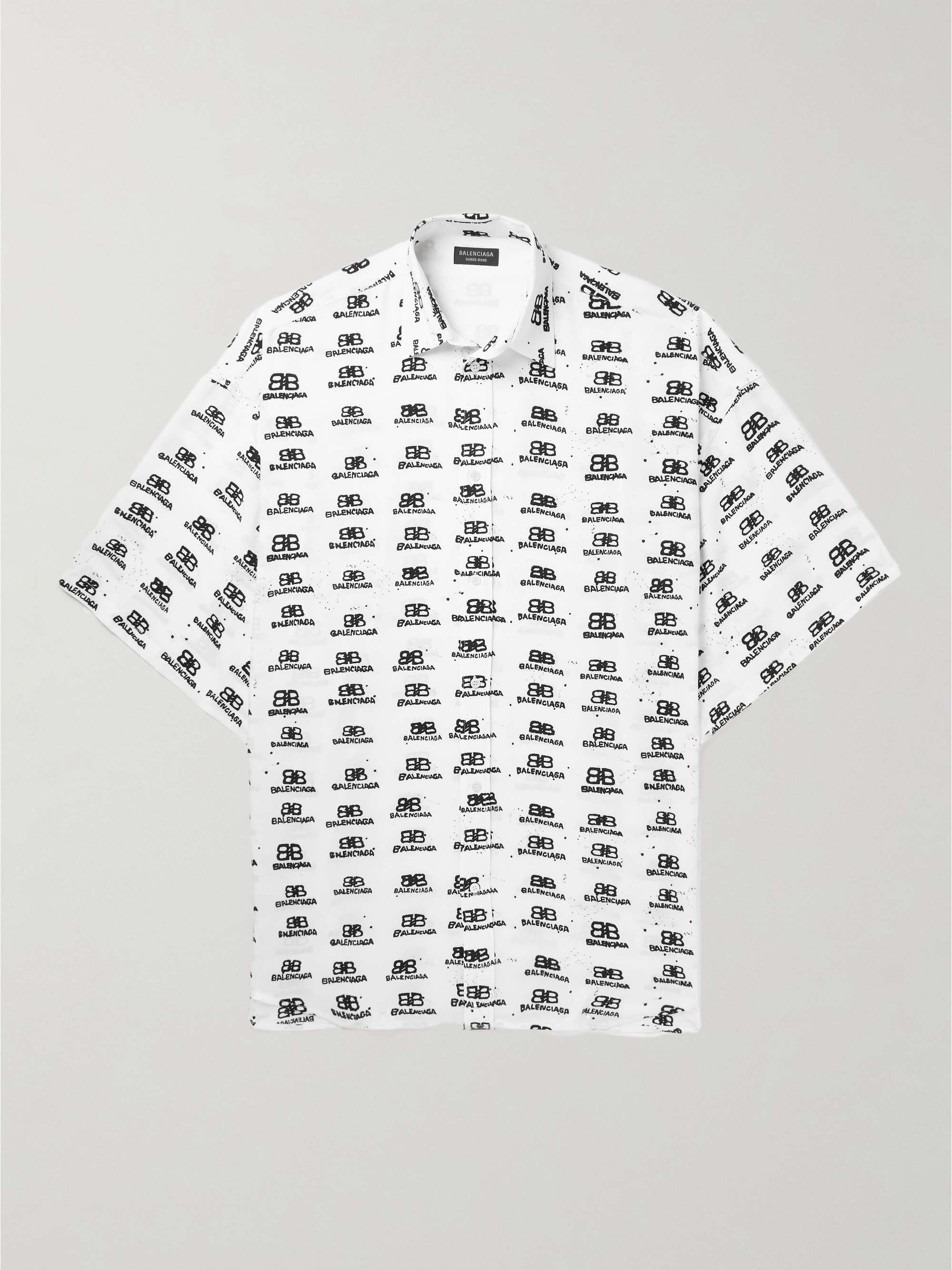 BALENCIAGA Oversized Logo-Print Crepe Shirt for Men | MR