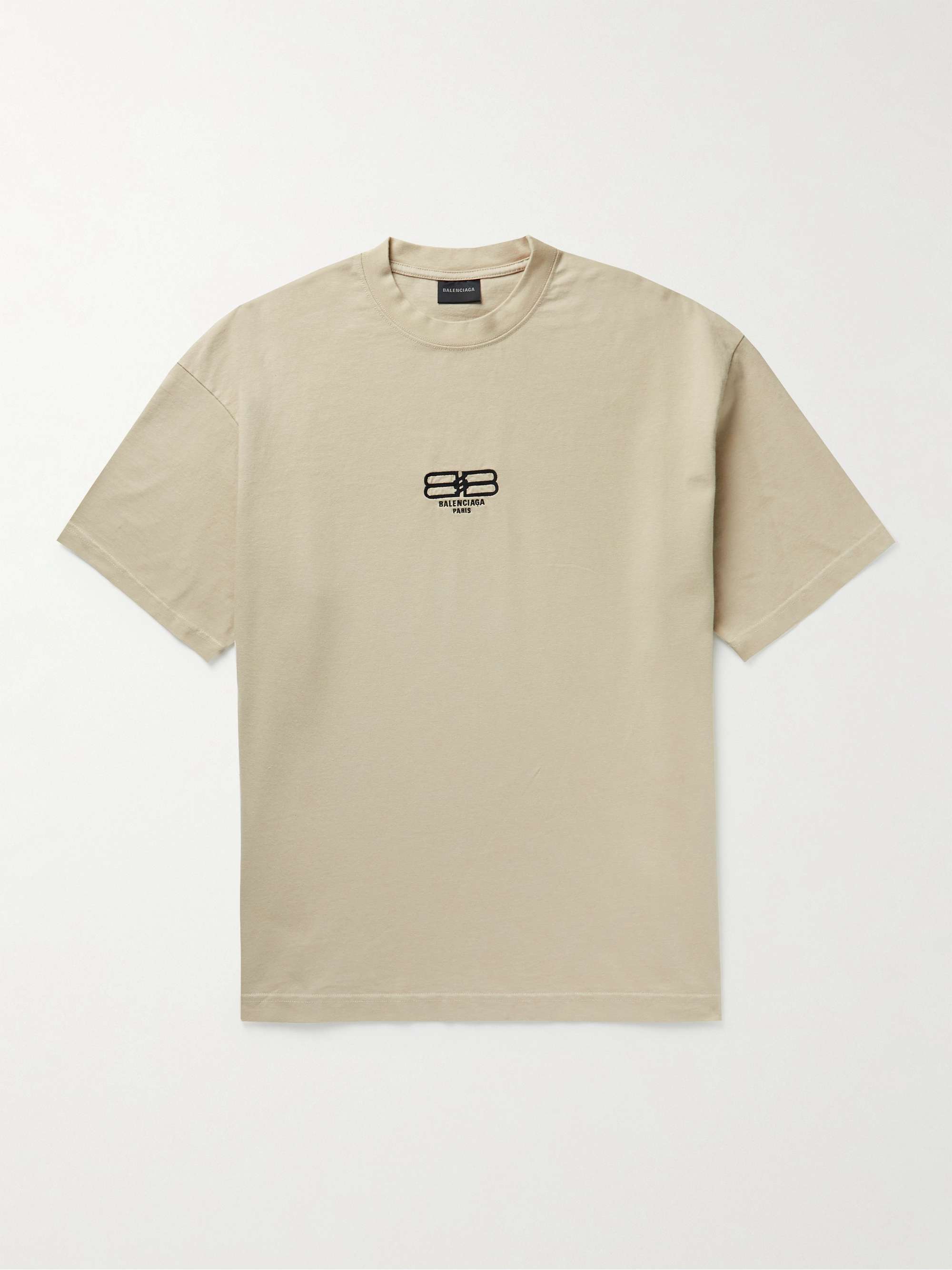 BALENCIAGA BB Paris Logo-Embroidered Cotton-Jersey T-Shirt | MR PORTER