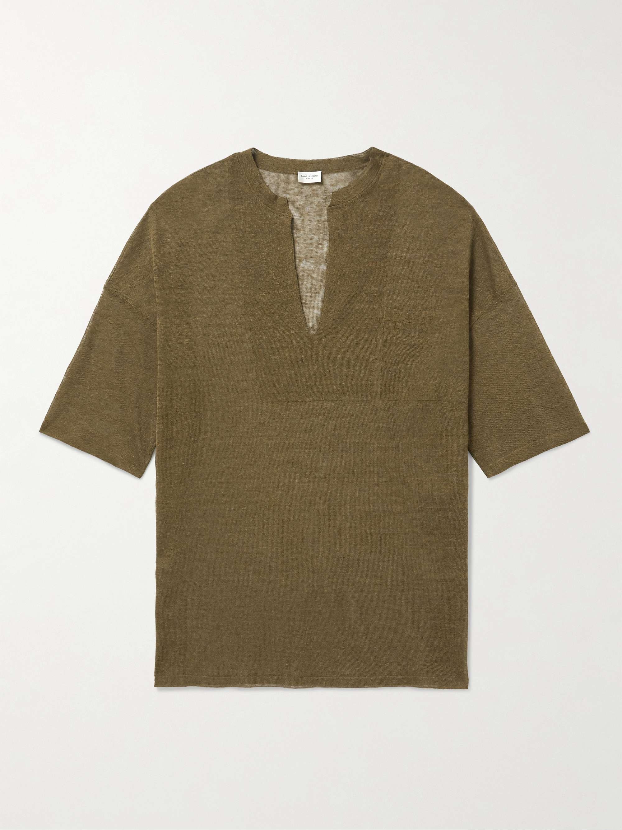 SAINT LAURENT Linen and Silk-Blend T-Shirt | MR PORTER