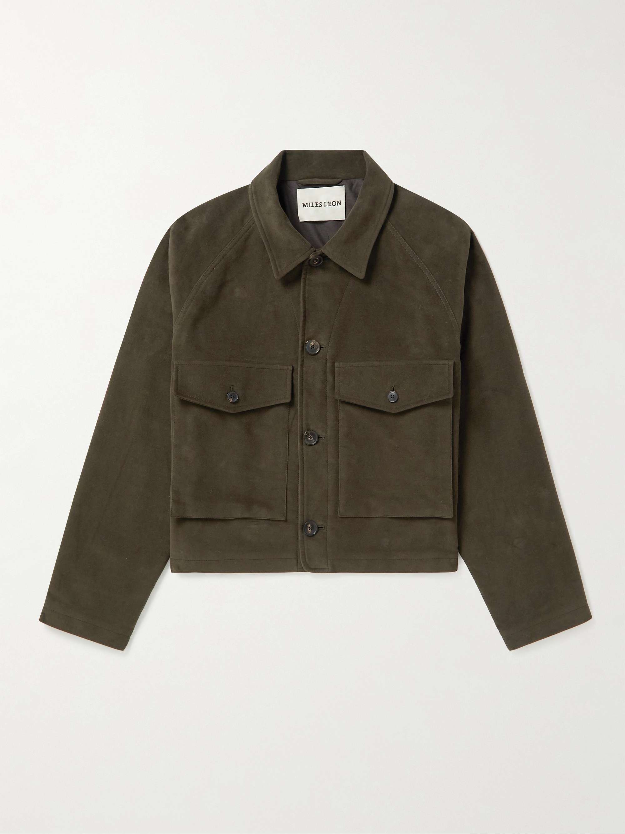 Army green Dahlia Cropped Cotton-Moleskin Jacket | MILES LEON | MR PORTER