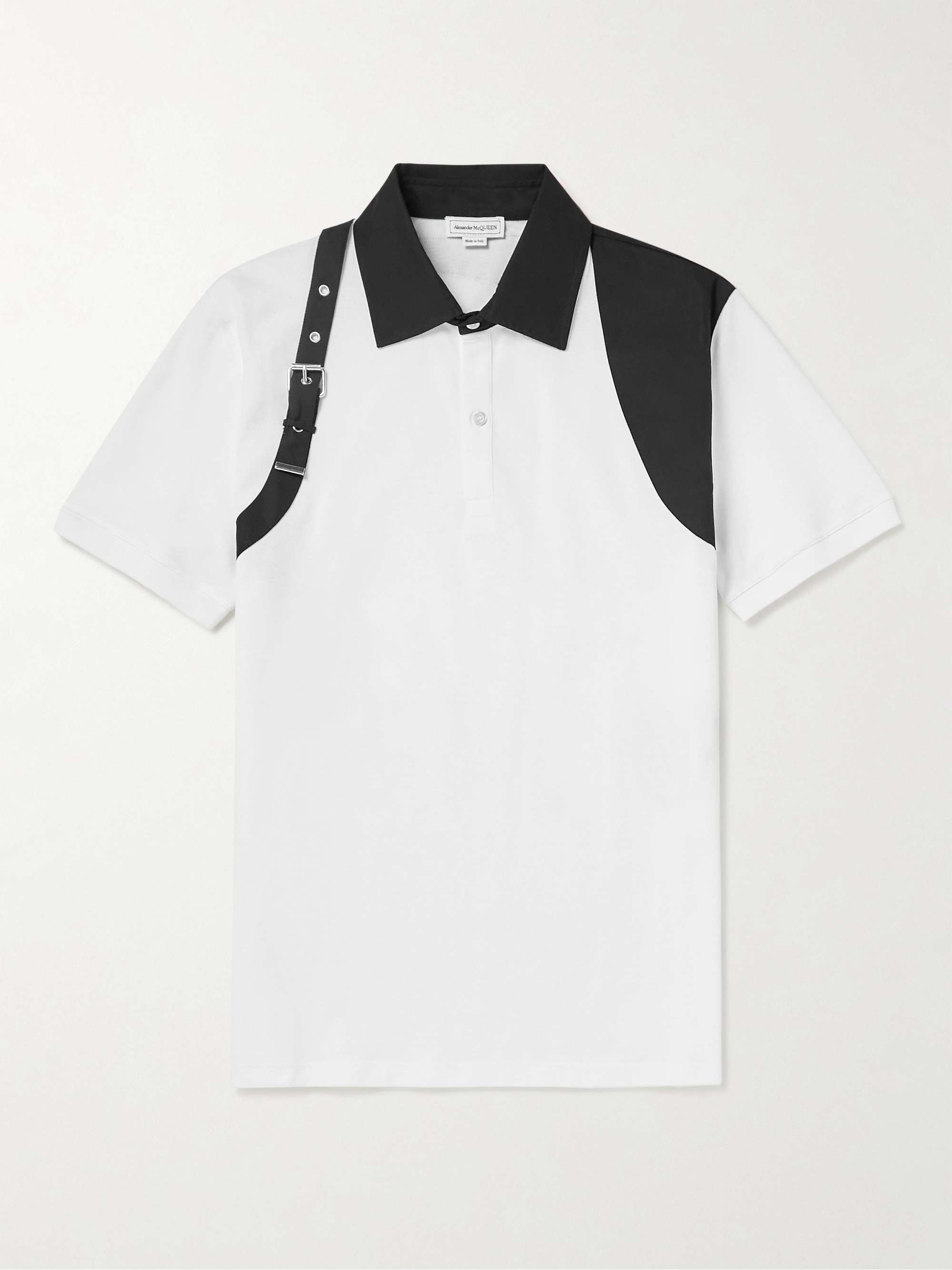 ALEXANDER MCQUEEN Harness-Detailed Cotton-Piqué Polo Shirt | MR PORTER