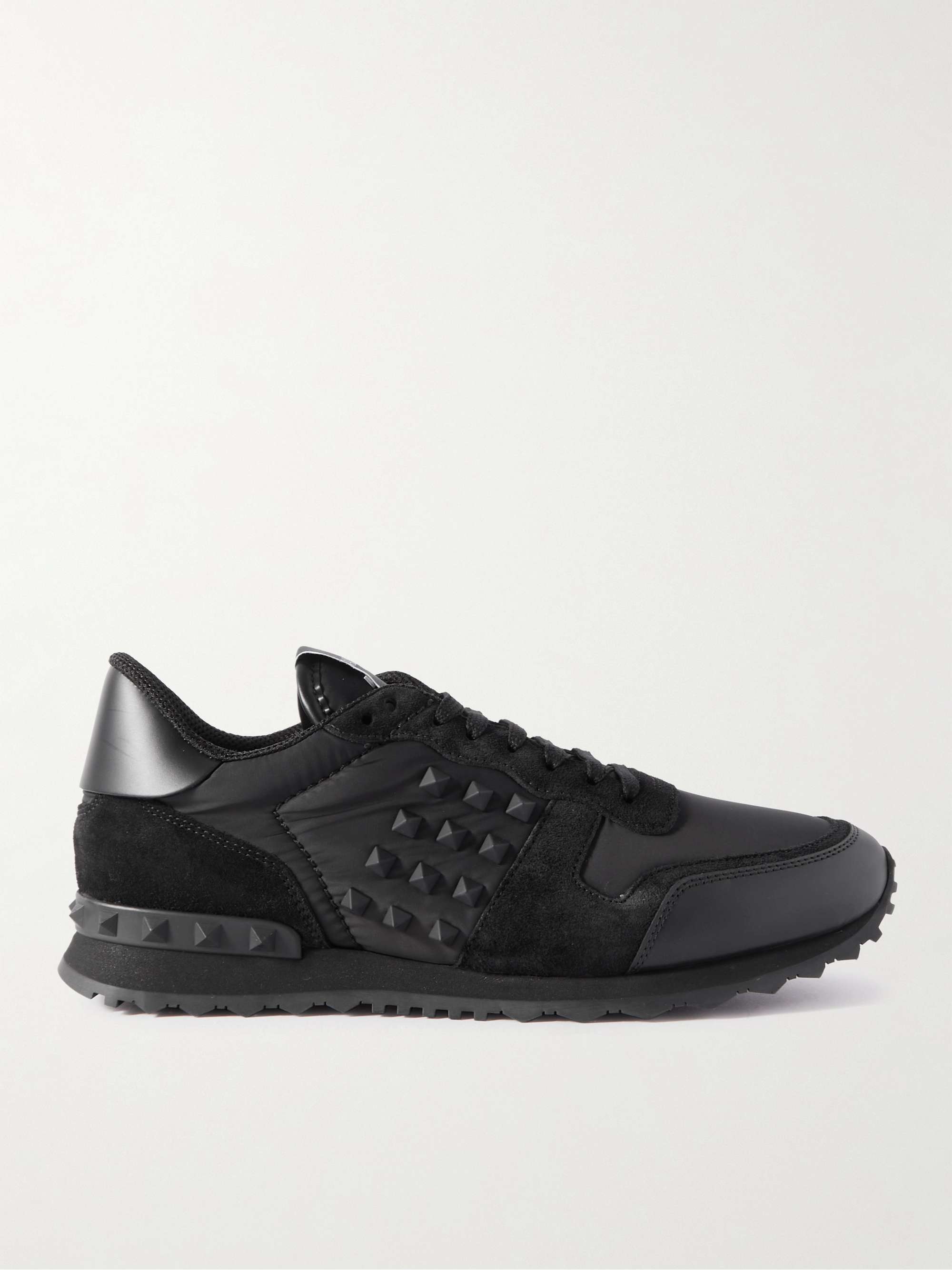 VALENTINO GARAVANI Rockstud Leather, Suede and Shell Sneakers for Men | MR  PORTER