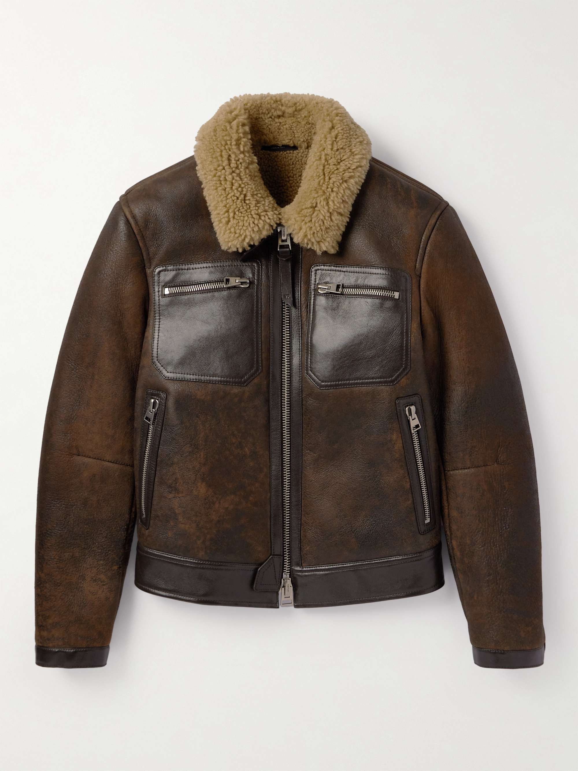 TOM FORD Shearling-Trimmed Leather Jacket for Men | MR PORTER