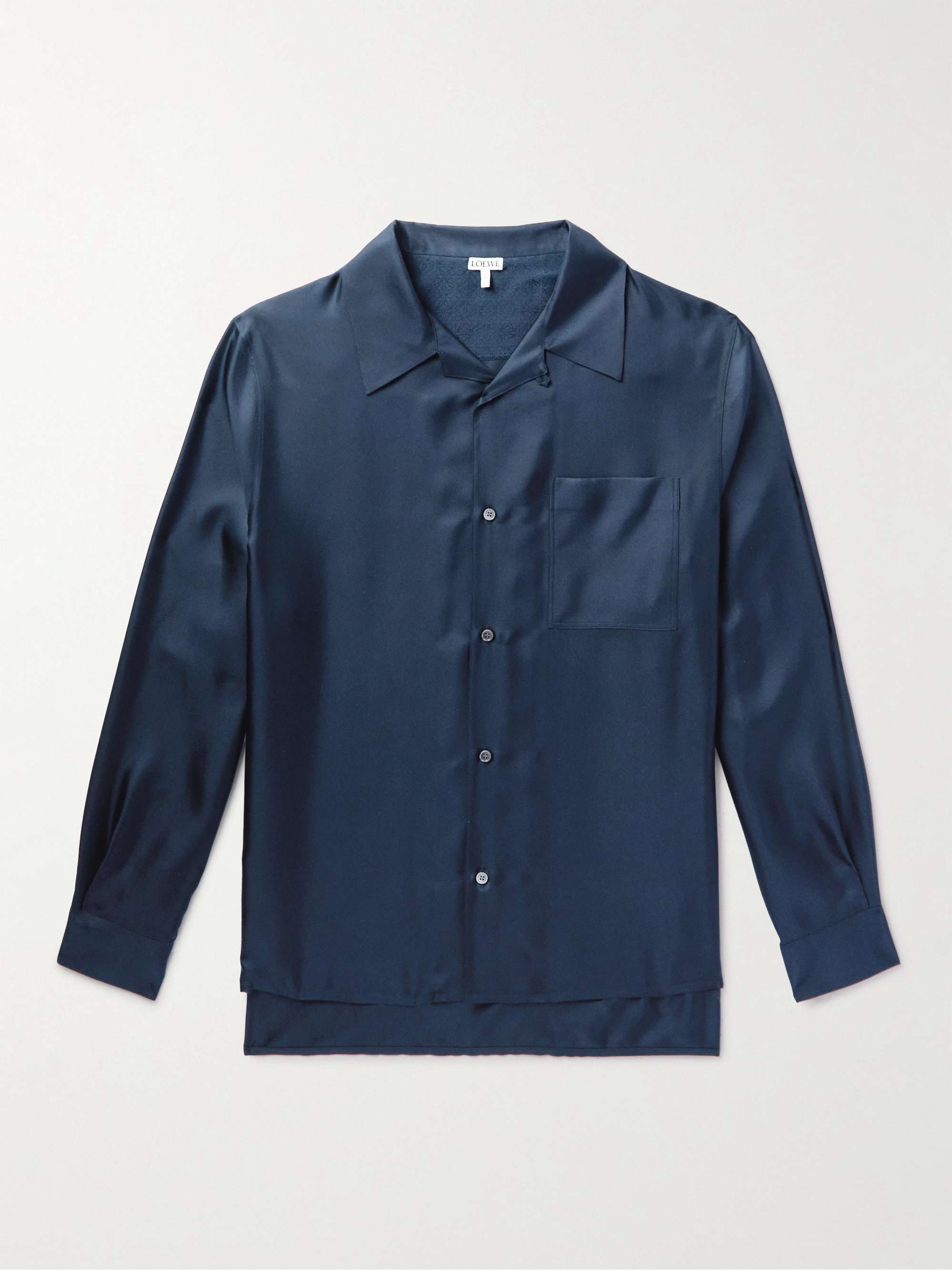 LOEWE Convertible-Collar Logo-Jacquard Silk Shirt for Men | MR PORTER
