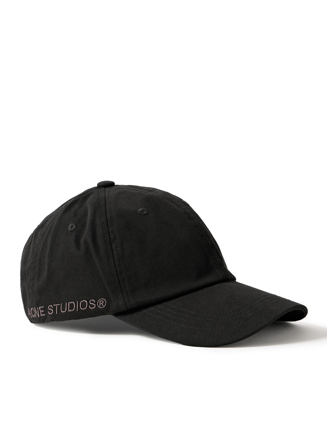 Acne Studios Logo Embroidered Cotton Twill Baseball Cap Men Black