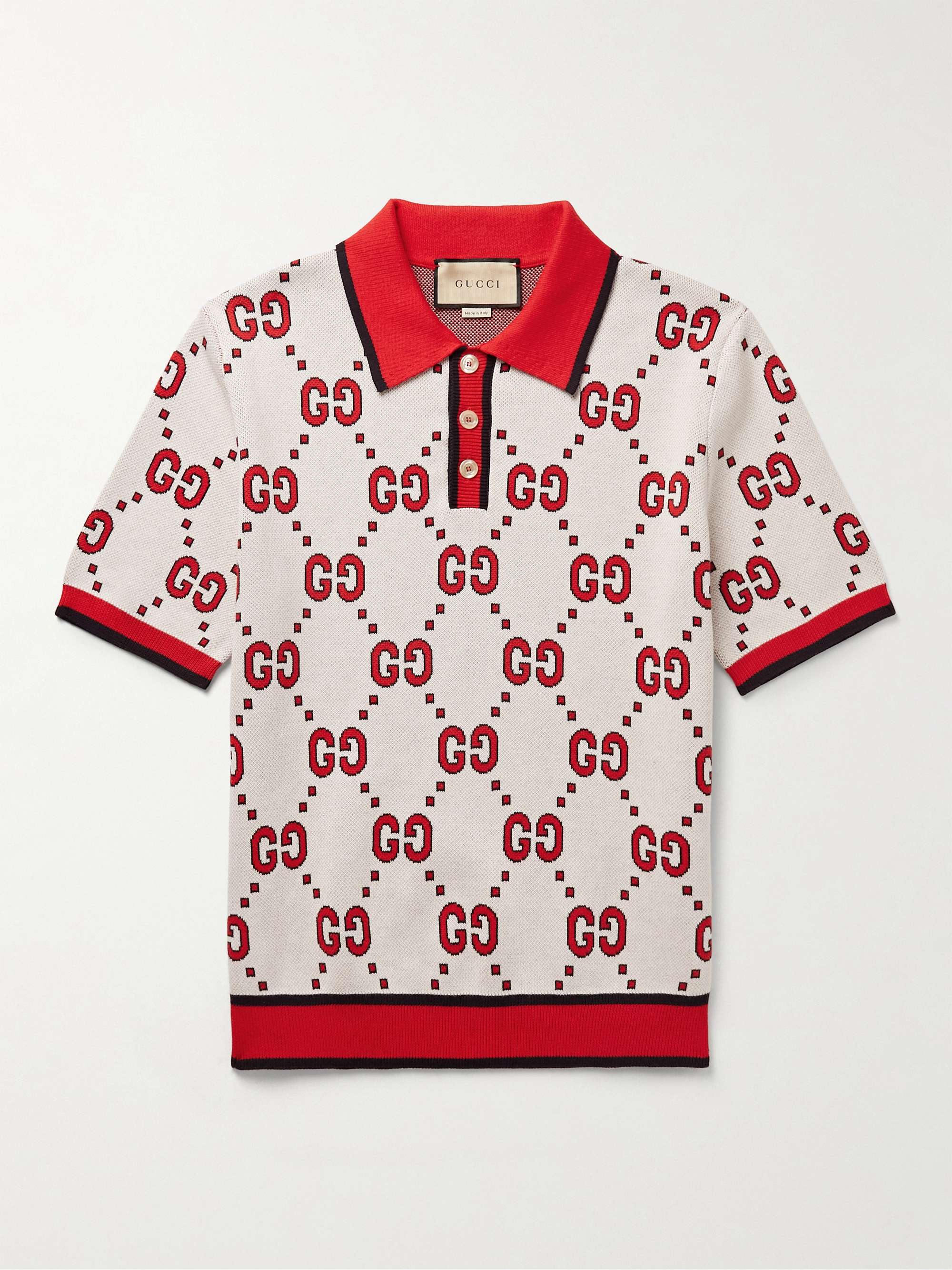 GUCCI Logo-Jacquard Cotton Polo Shirt | MR PORTER