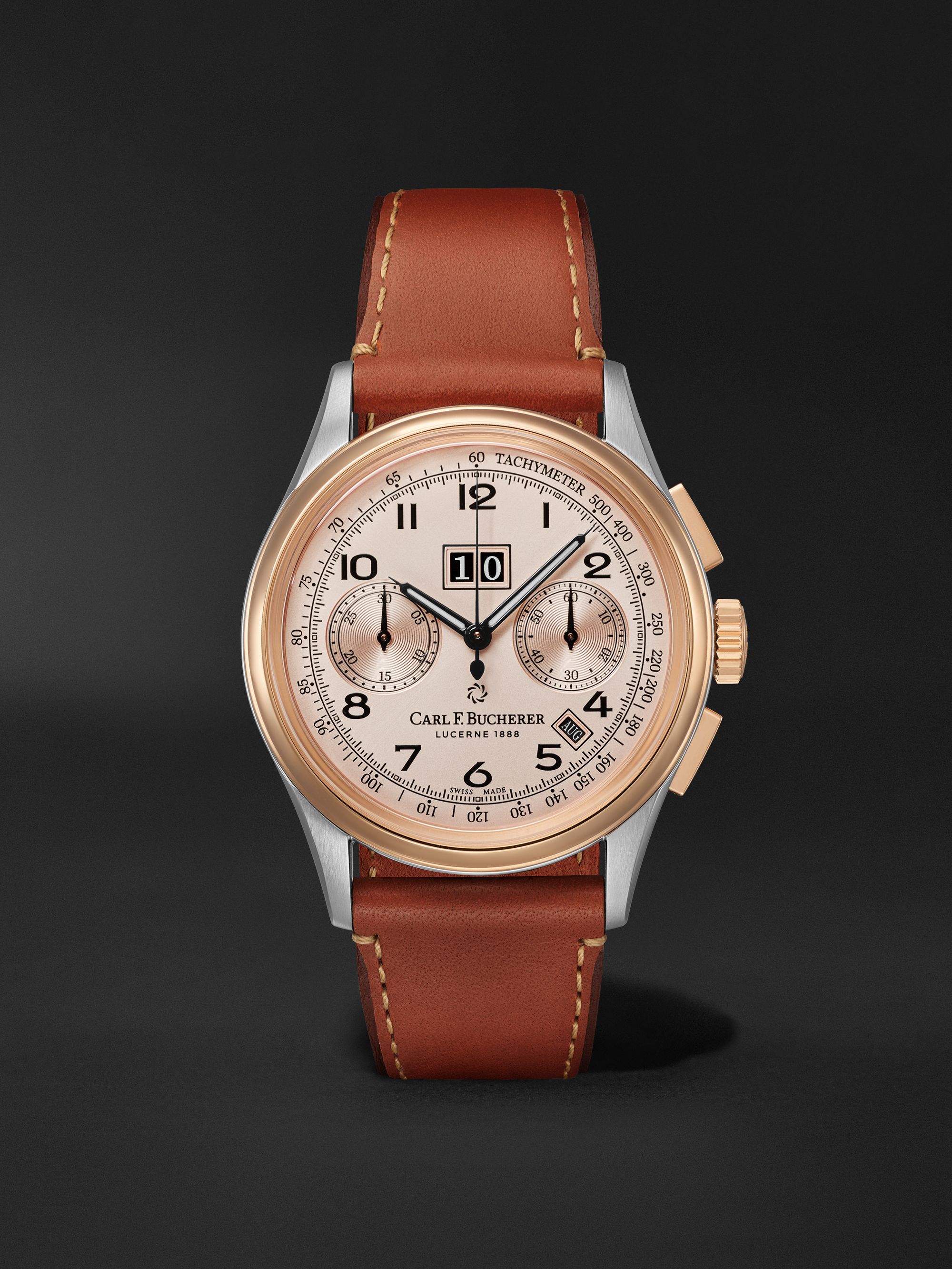 CARL F. BUCHERER Heritage BiCompax Annual Limited Edition Automatic  Chronograph 41mm 18-Karat Rose Gold, Stainless Steel and Leather Watch,  Ref. No. 00.10803.07.42.01 for Men | MR PORTER