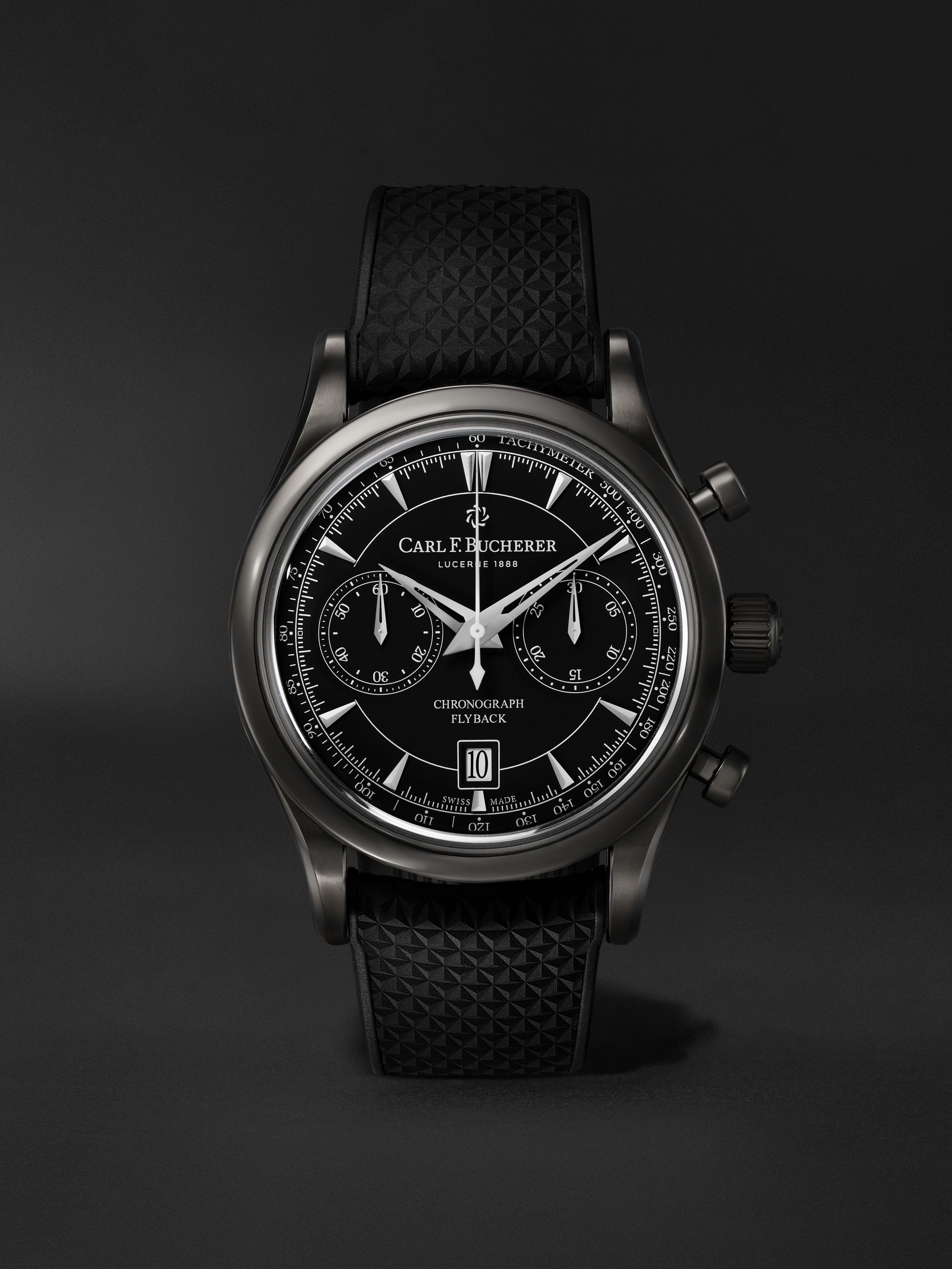CARL F. BUCHERER Manero Automatic Flyback Chronograph 43mm Steel and Rubber  Watch, Ref. No. 00.10919.12.33.01 for Men | MR PORTER