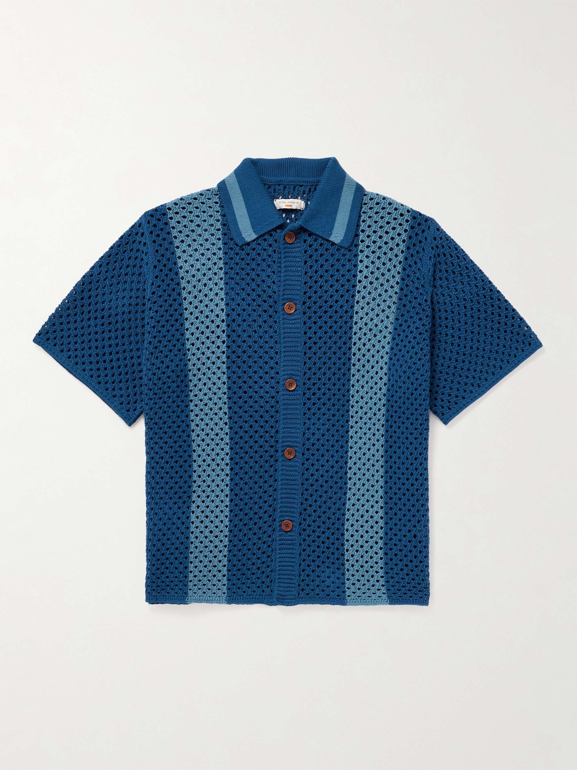 NUDIE JEANS Fabbe Striped Cotton-Crochet Shirt for Men | MR PORTER