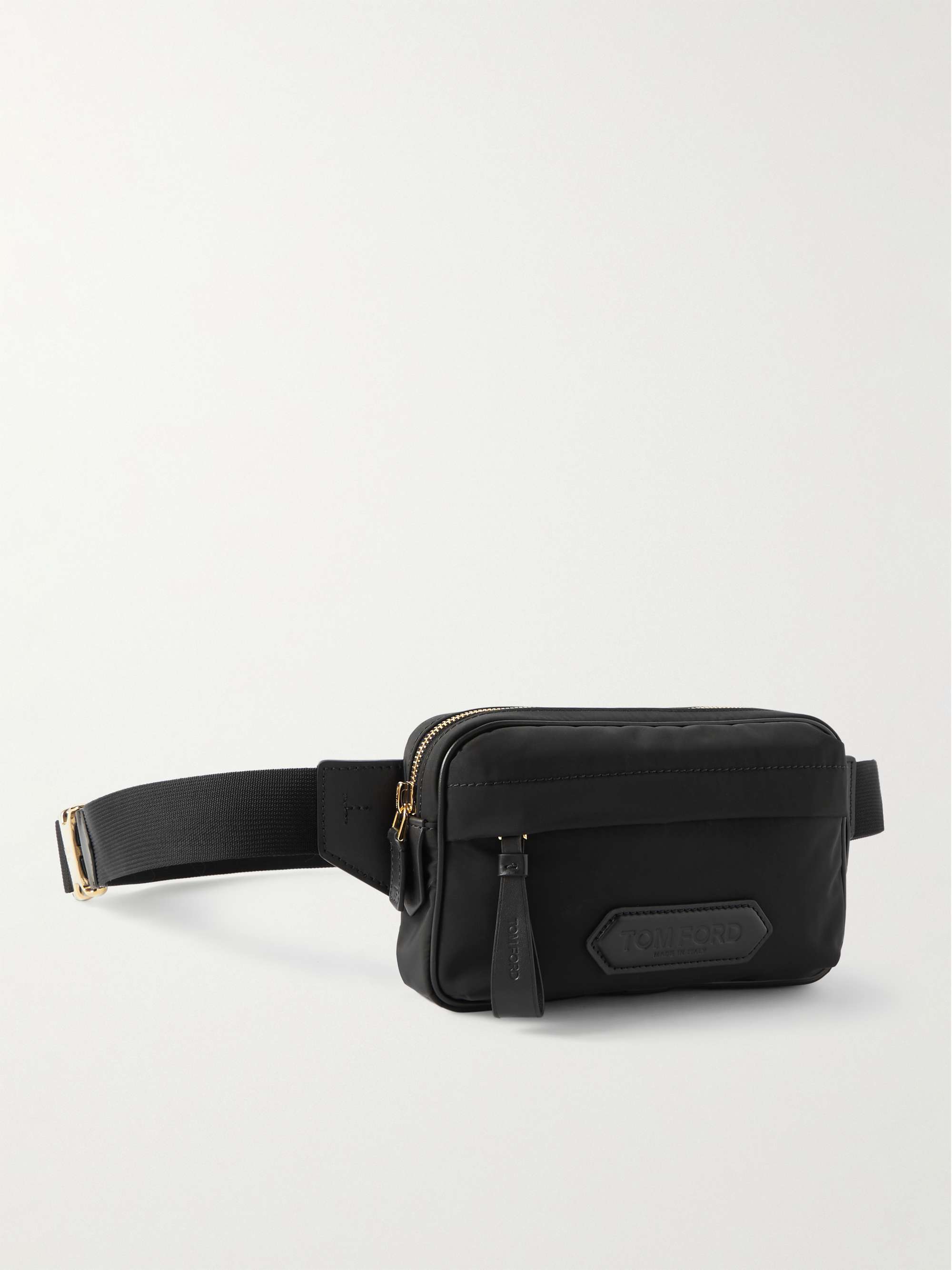 Logo Leather Trimmed Pouch in Black - Tom Ford