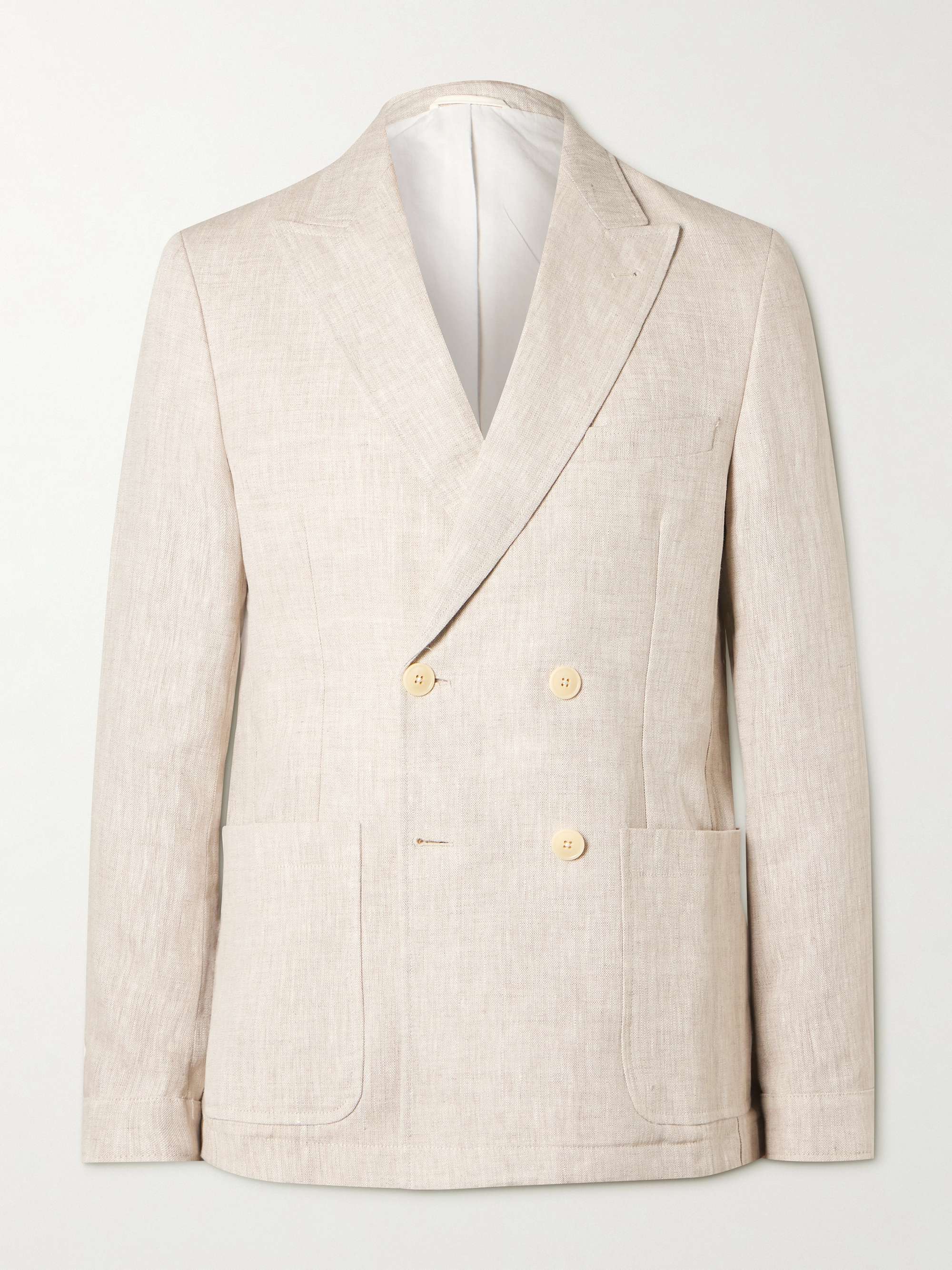 OLIVER SPENCER Double-Breasted Linen Suit Jacket | MR PORTER