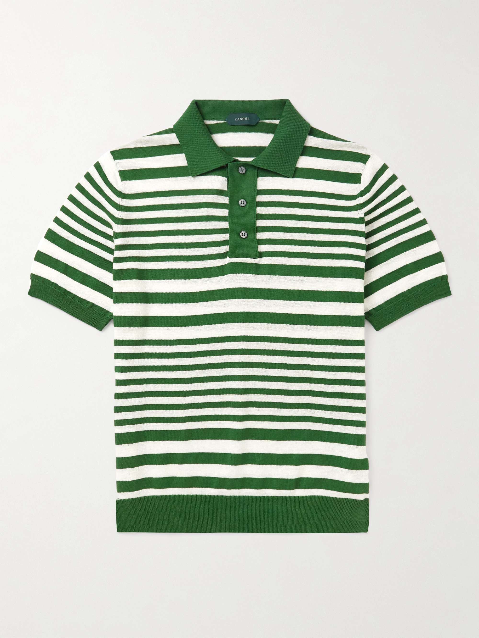 INCOTEX Striped Cotton and Linen-Blend Polo Shirt for Men | MR PORTER