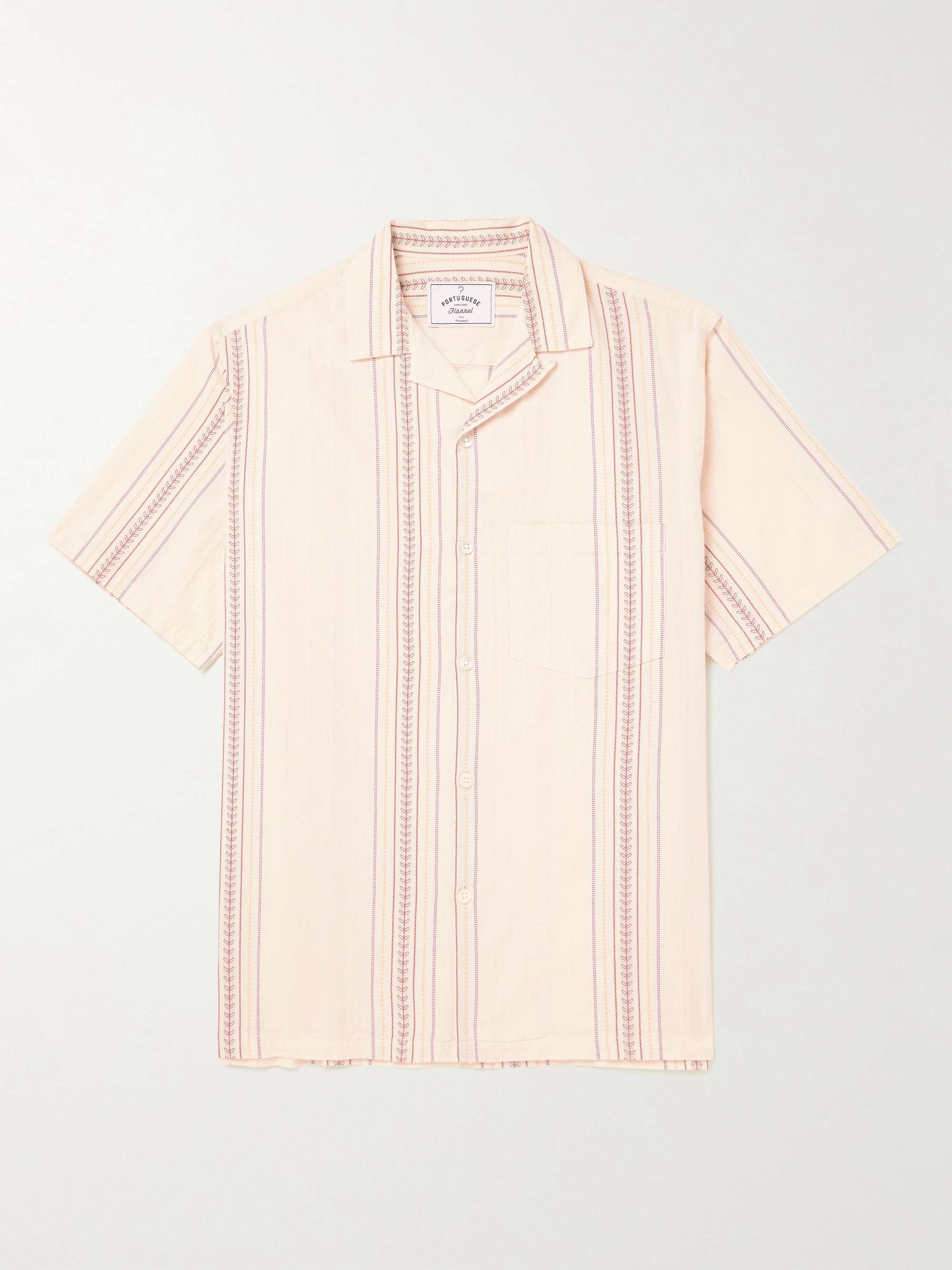 PORTUGUESE FLANNEL Slim-Fit Convertible-Collar Embroidered Cotton Shirt for  Men | MR PORTER