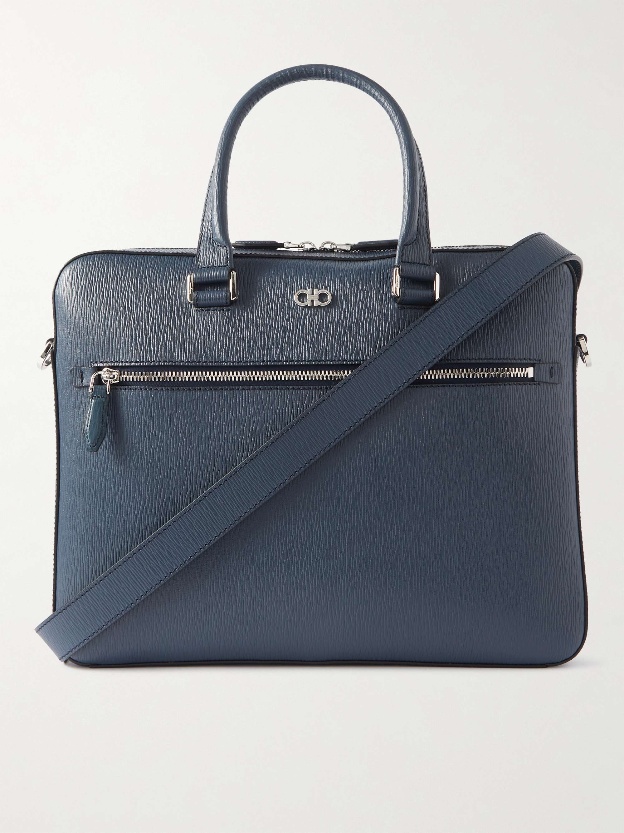 SALVATORE FERRAGAMO Gancini Textured-Leather Briefcase for Men | MR PORTER