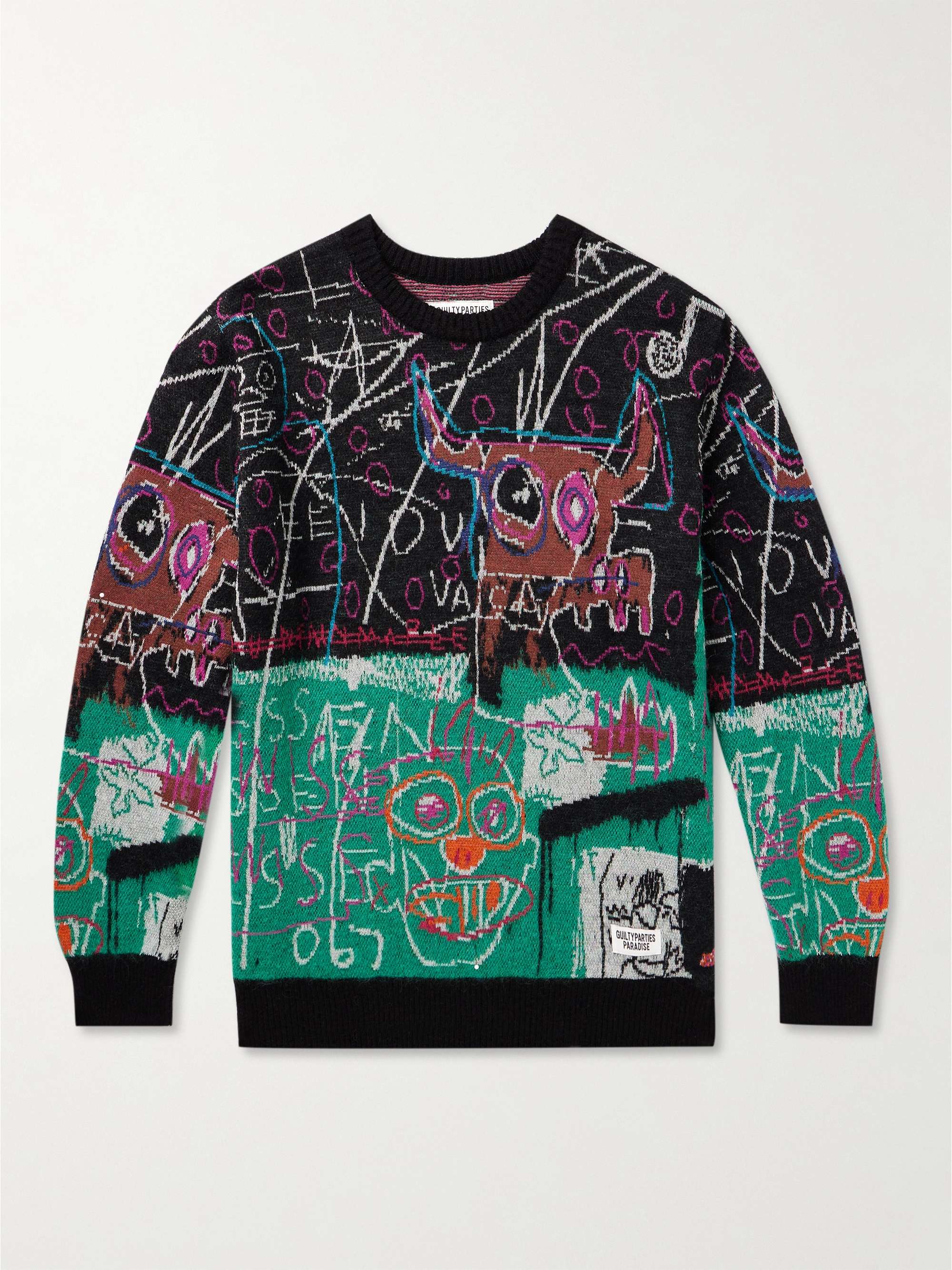 WACKO MARIA + Jean-Michel Basquiat Cotton-Blend Jacquard Sweater for Men |  MR PORTER