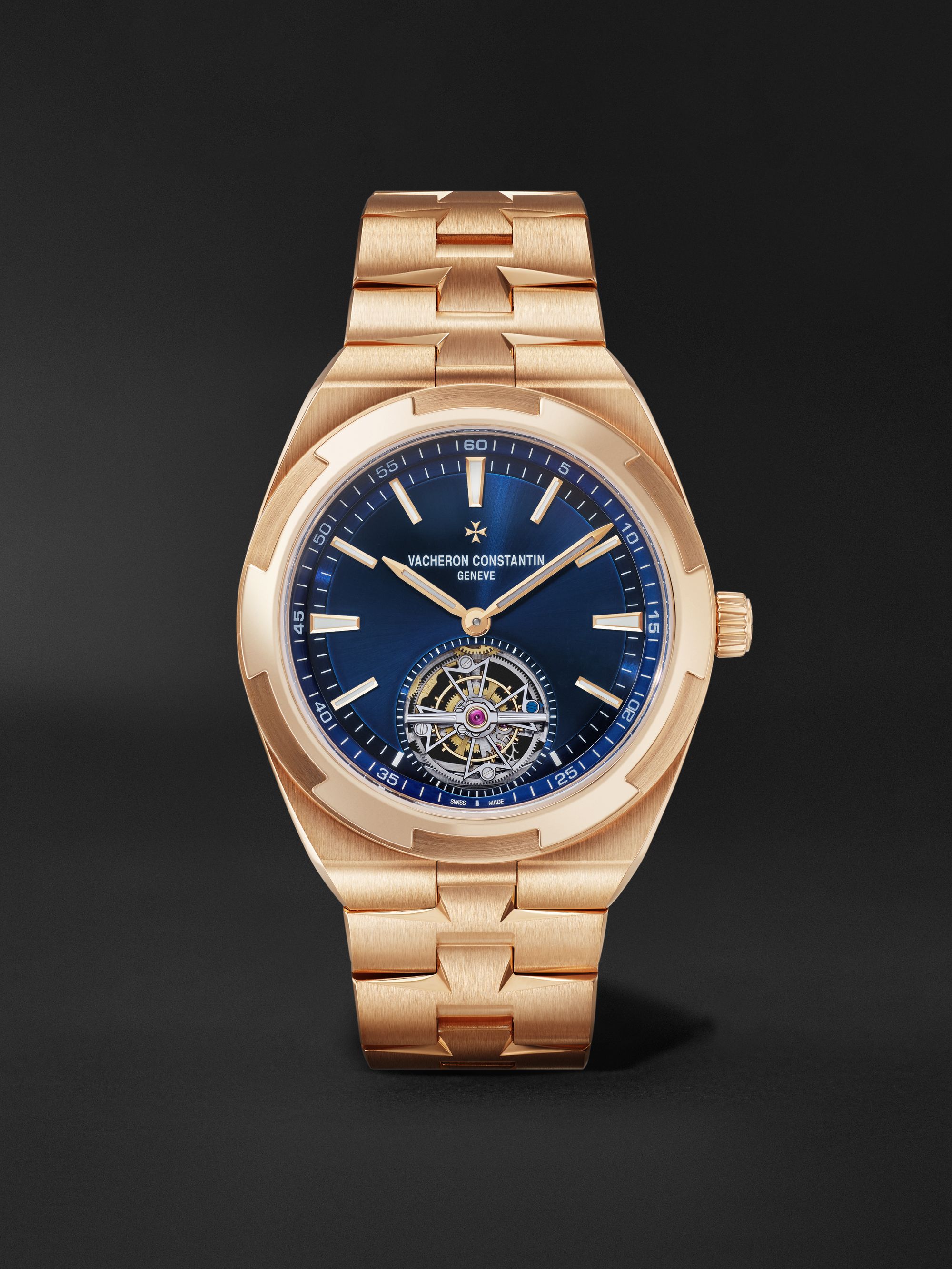 أزرق ساعة Overseas بحركة توربيون أوتوماتيكية بقطر 42.5 مم من الذهب الوردي  عيار 18 قيراط، الرقم المرجعي 6000V/110R-B733 | VACHERON CONSTANTIN | MR  PORTER