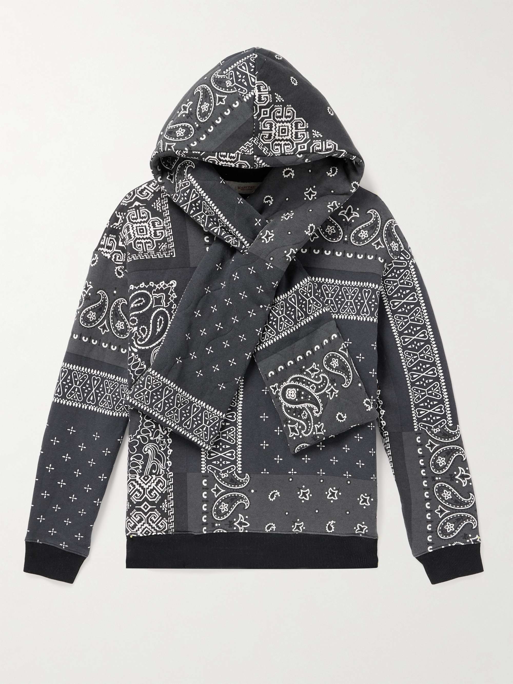 KAPITAL Tie-Detailed Quilted Bandana-Print Cotton-Jersey Hoodie for Men |  MR PORTER
