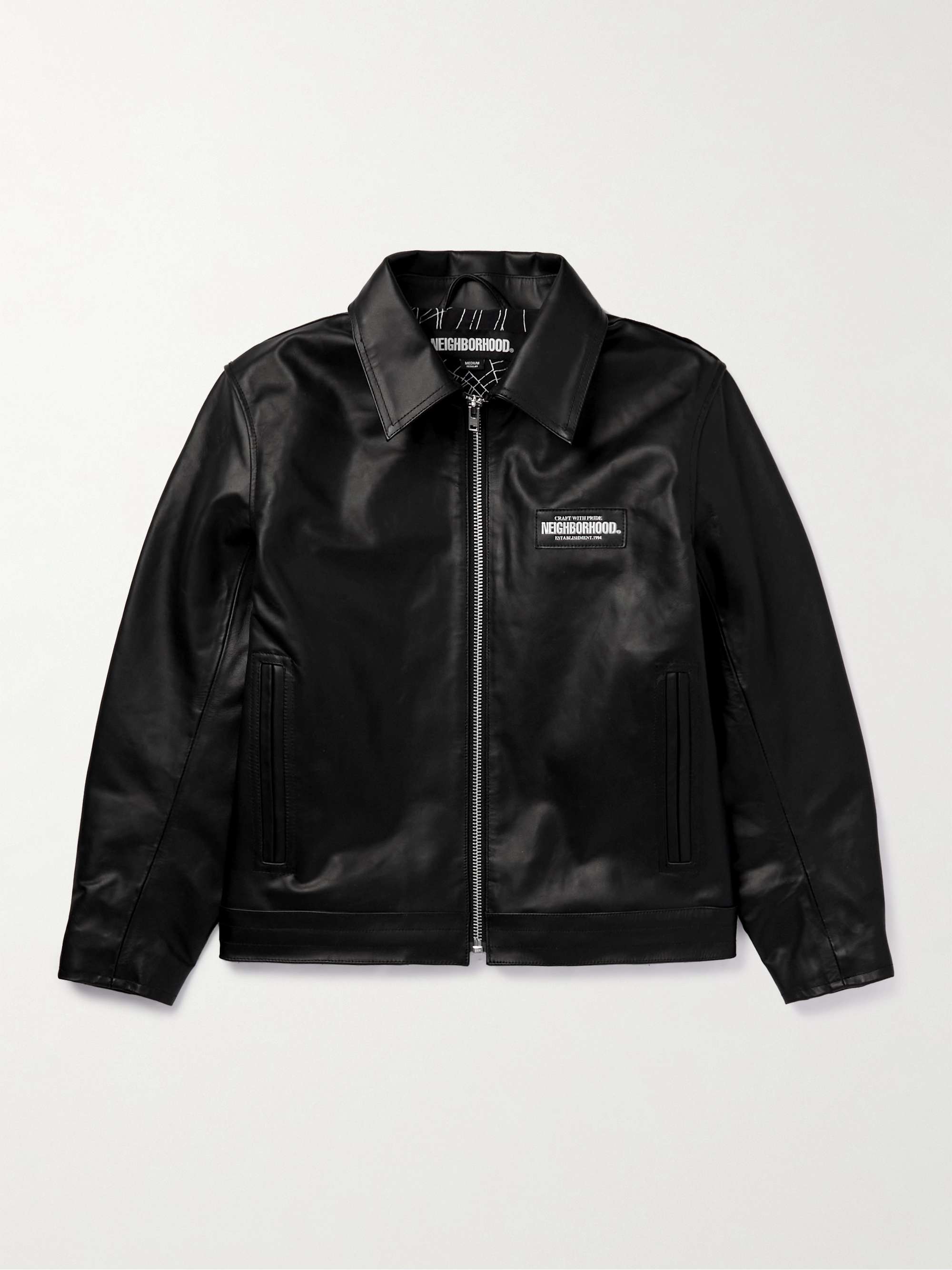 NEIGHBORHOOD Logo-Appliquéd Leather Jacket | MR PORTER