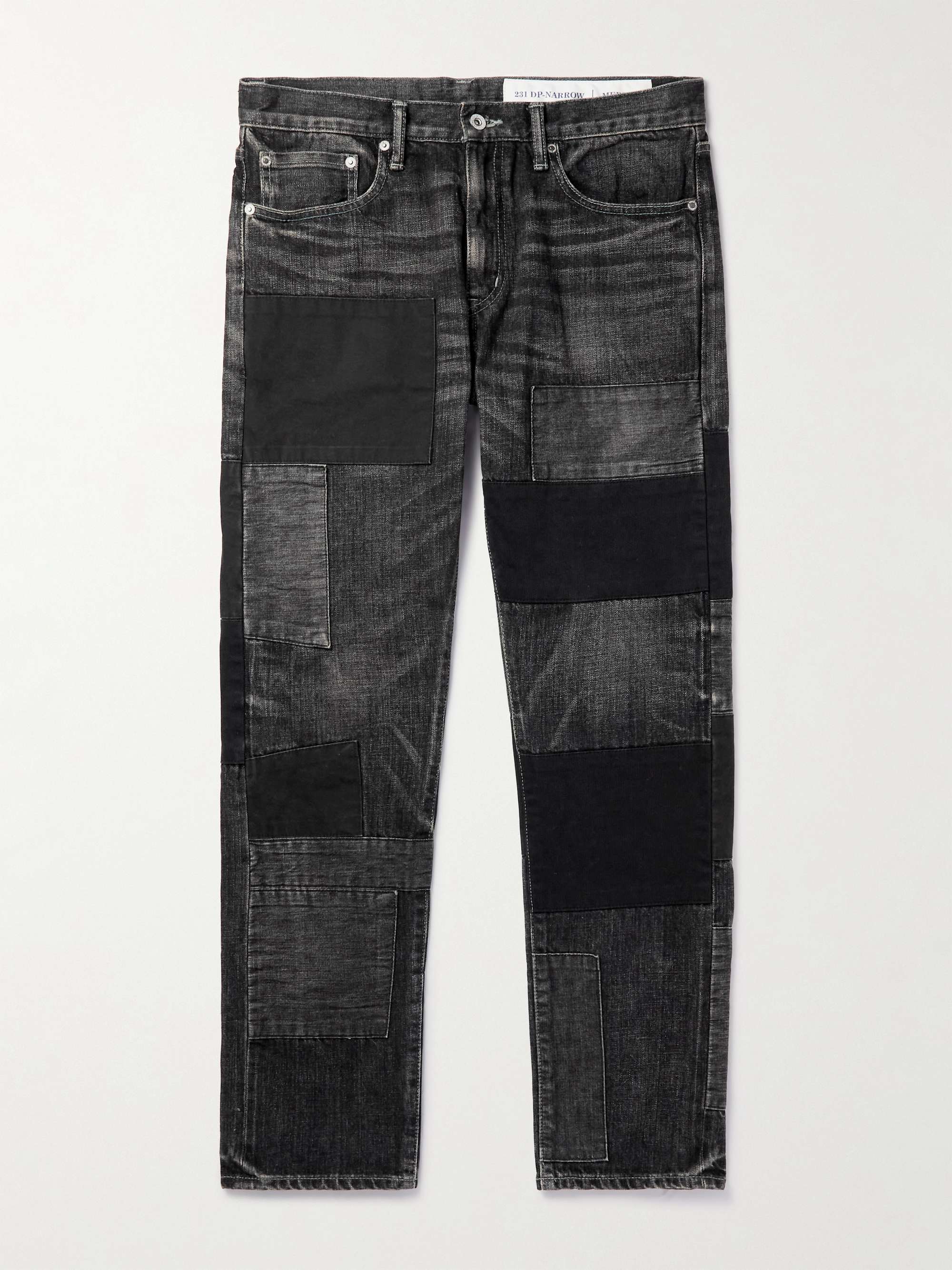 Savage Slim-Fit Straight-Leg Patchwork Jeans