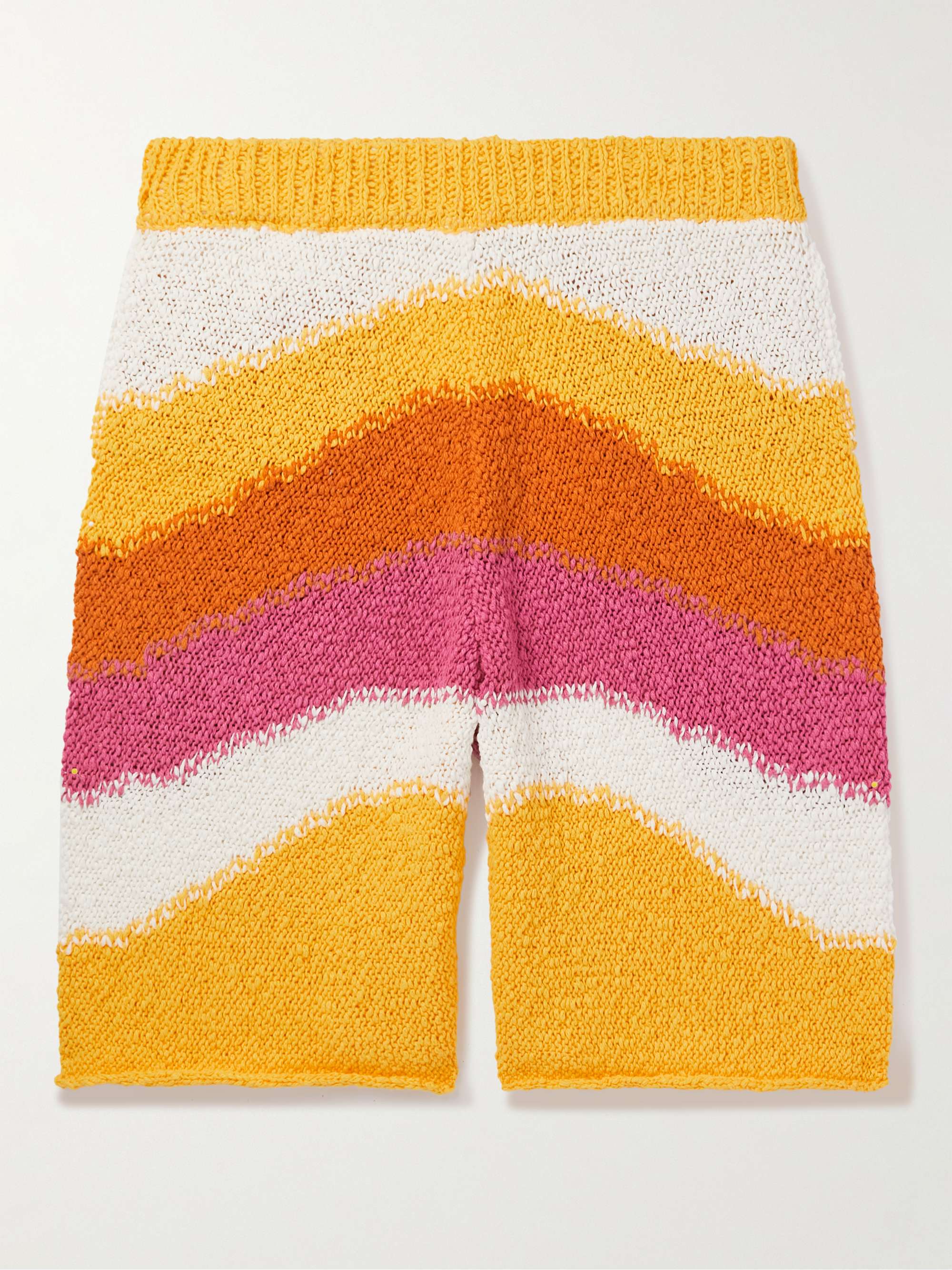 MARNI Straight-Leg Crochet-Knit Striped Cotton Shorts for Men | MR PORTER