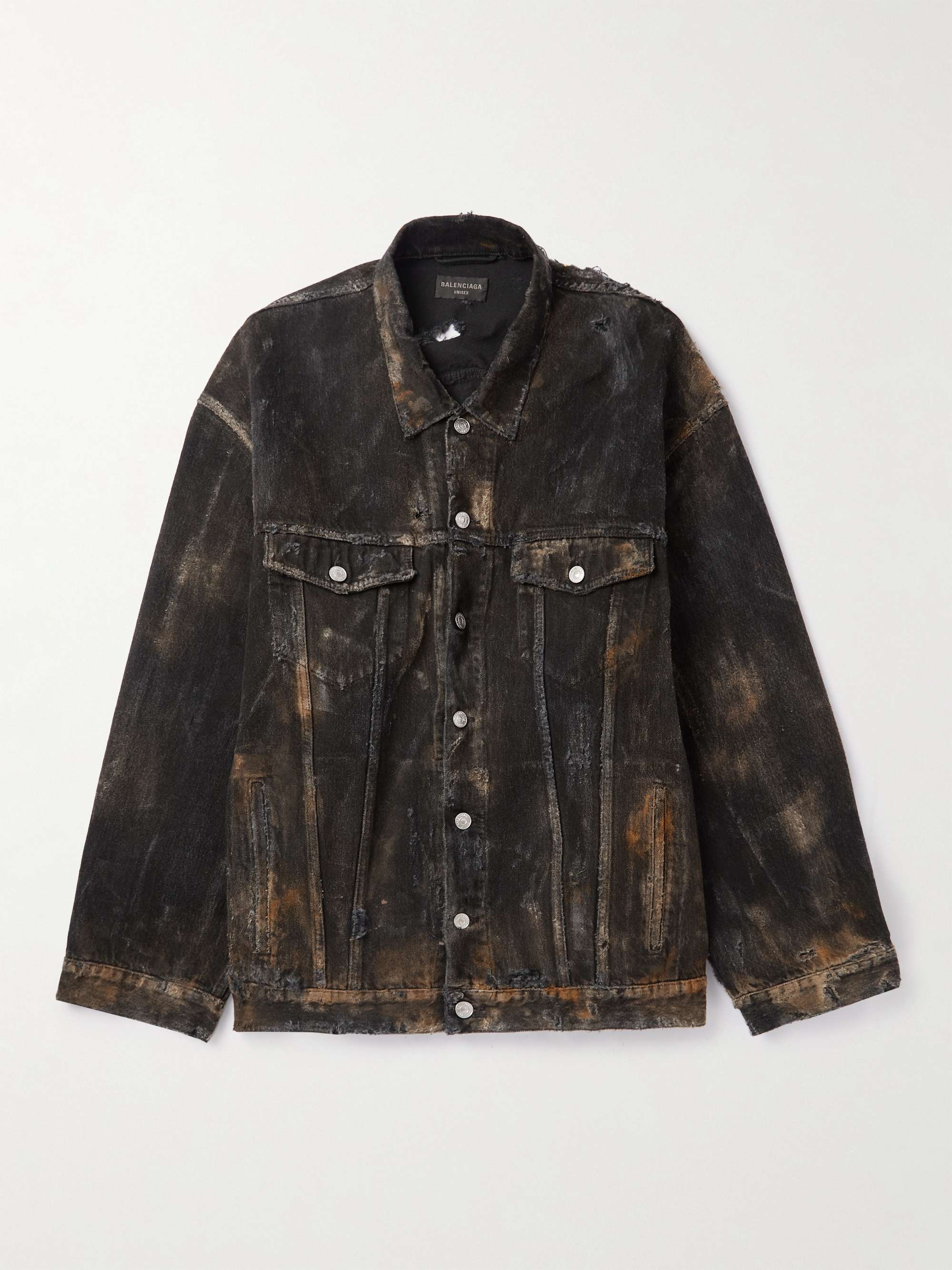 BALENCIAGA Oversized Distressed Denim Jacket for Men | MR PORTER
