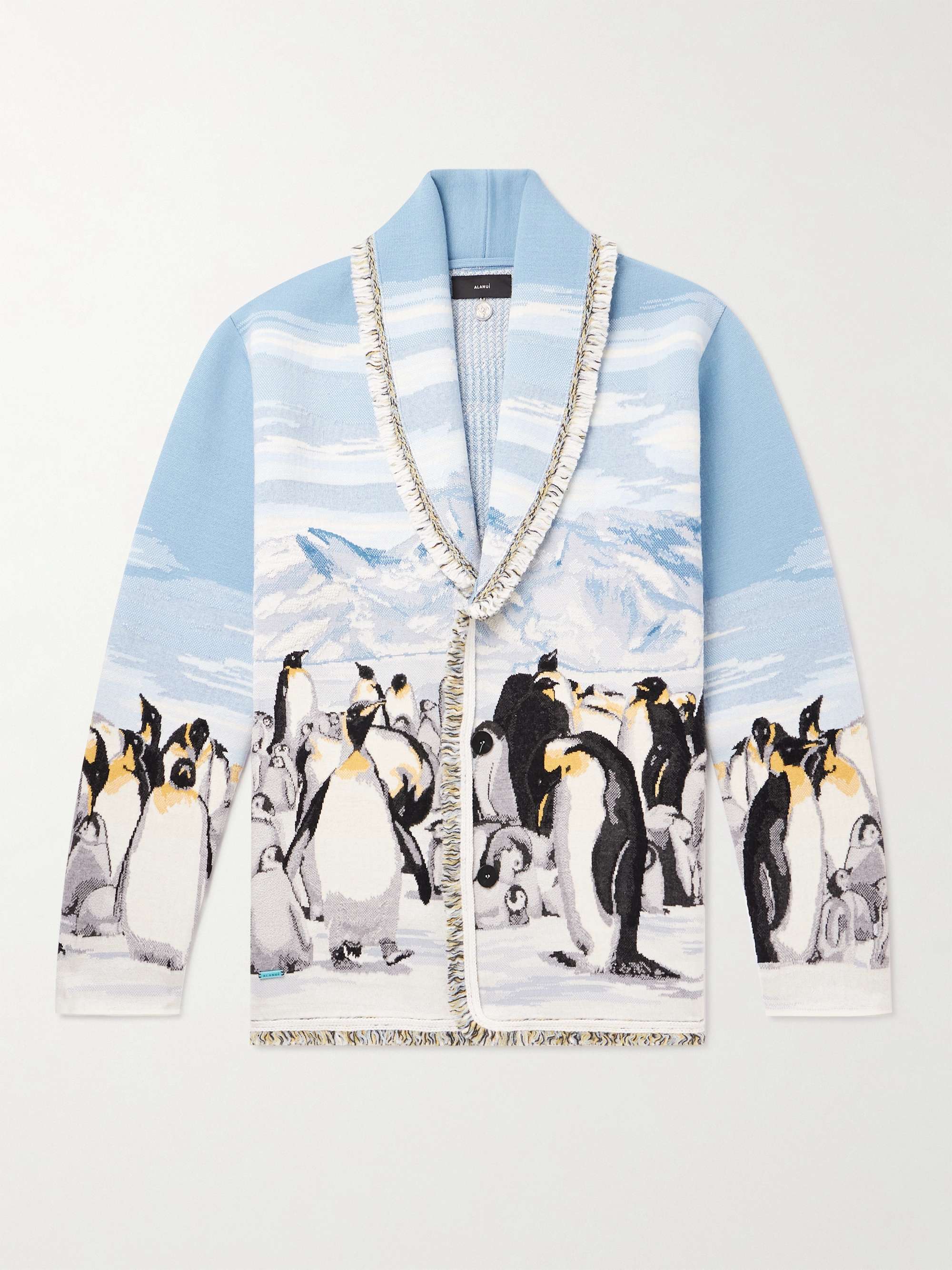 ALANUI Postcard From Antarctic Fringed Intarsia Wool-Blend Cardigan for Men  | MR PORTER