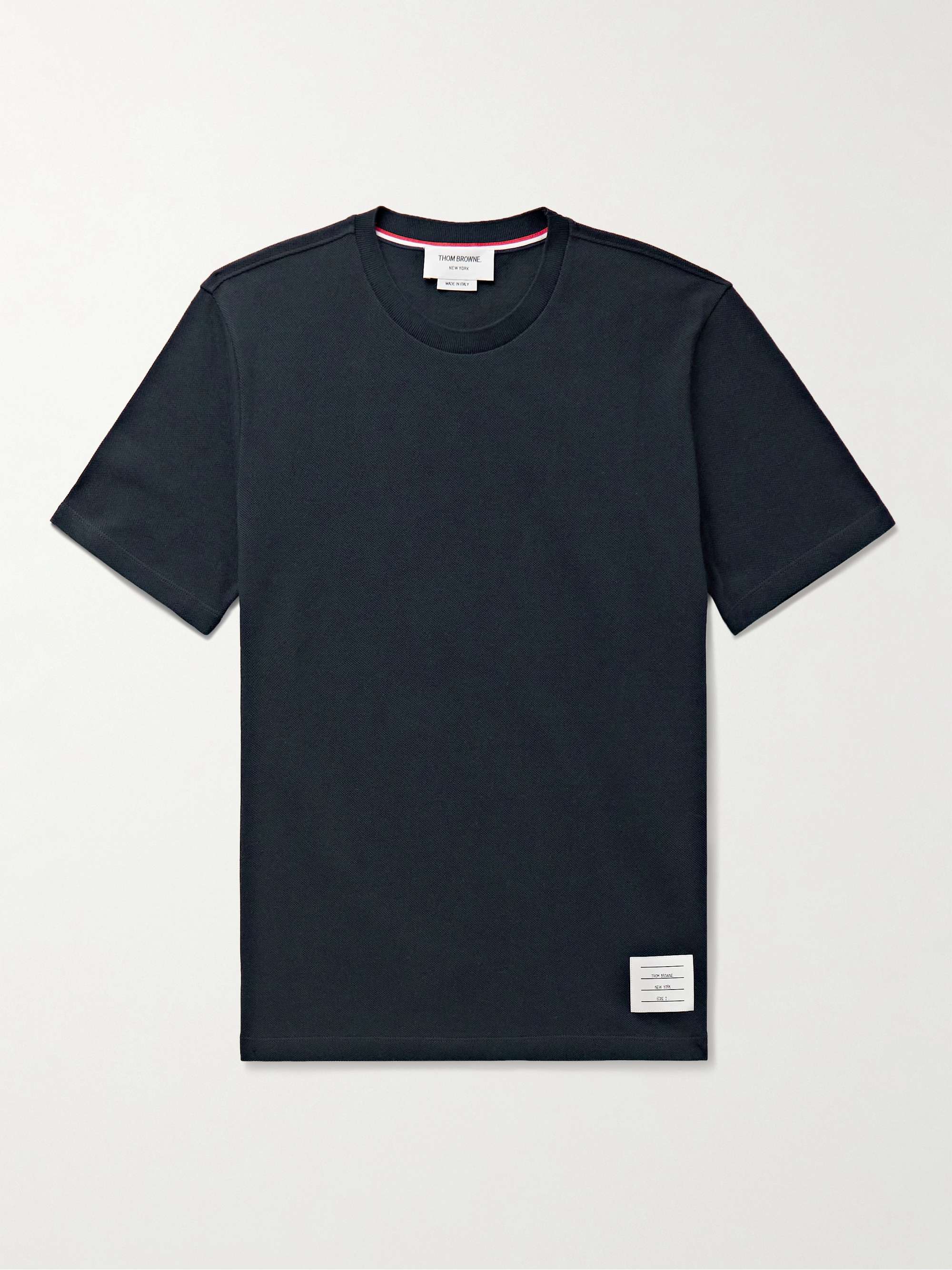 THOM BROWNE Striped Cotton-Piqué T-Shirt for Men | MR PORTER