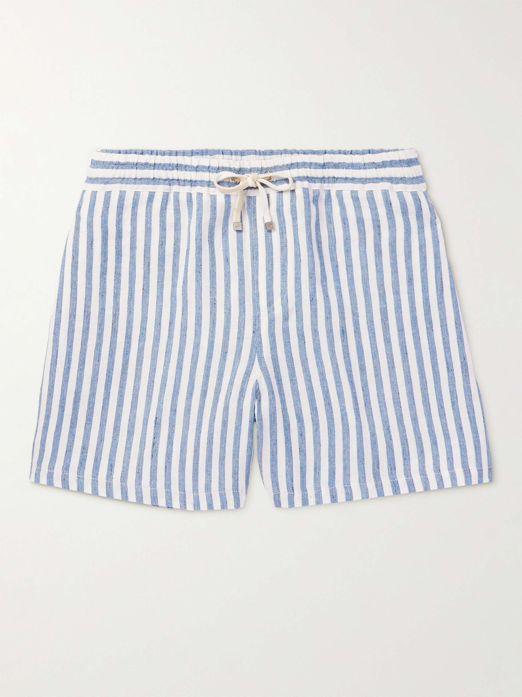 LORO PIANA Bermuda Bay Straight-Leg Striped Linen Drawstring Shorts for Men  | MR PORTER