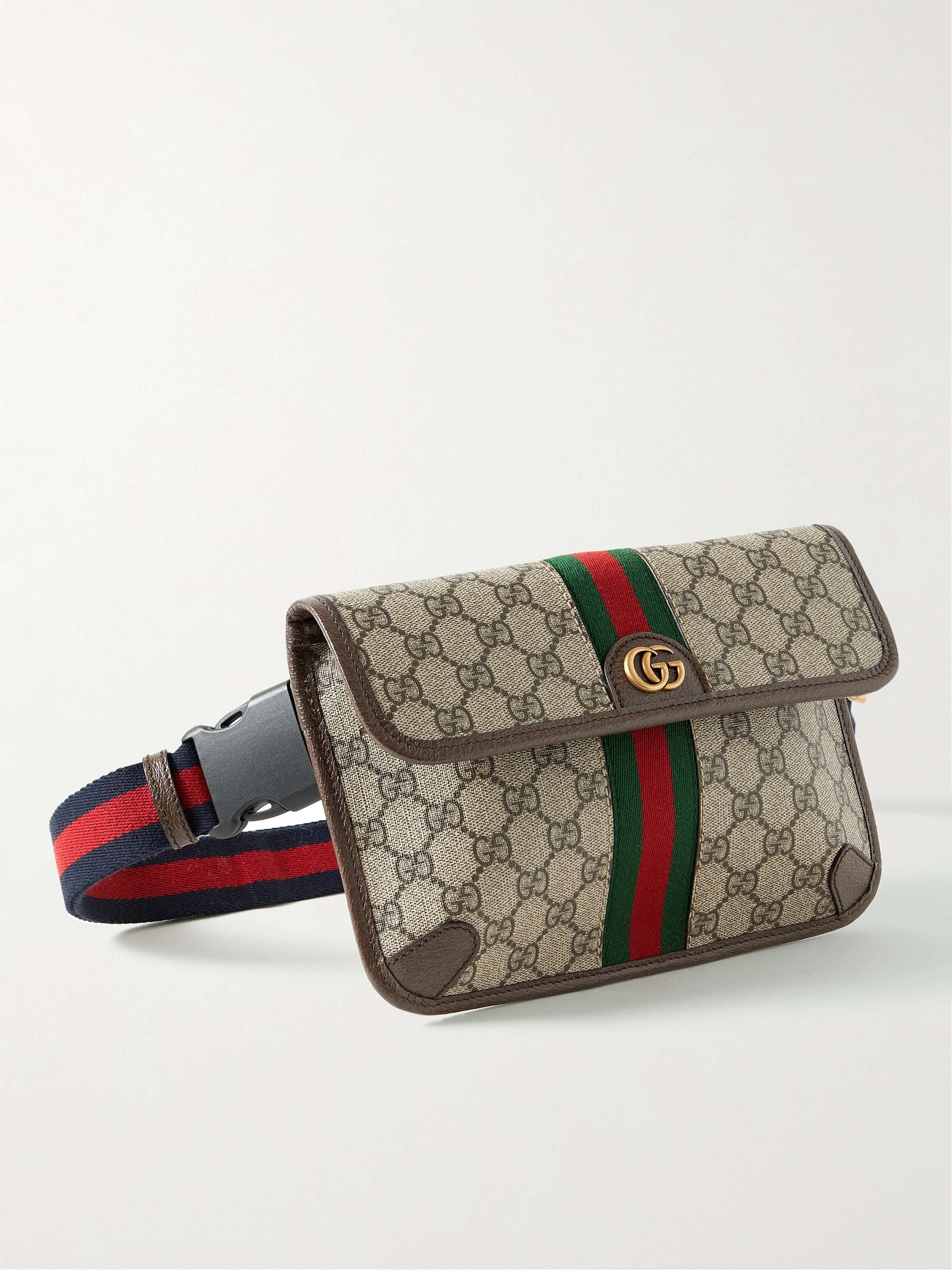 GUCCI Leather-Trimmed Monogrammed Coated-Canvas Tote Bag for Men