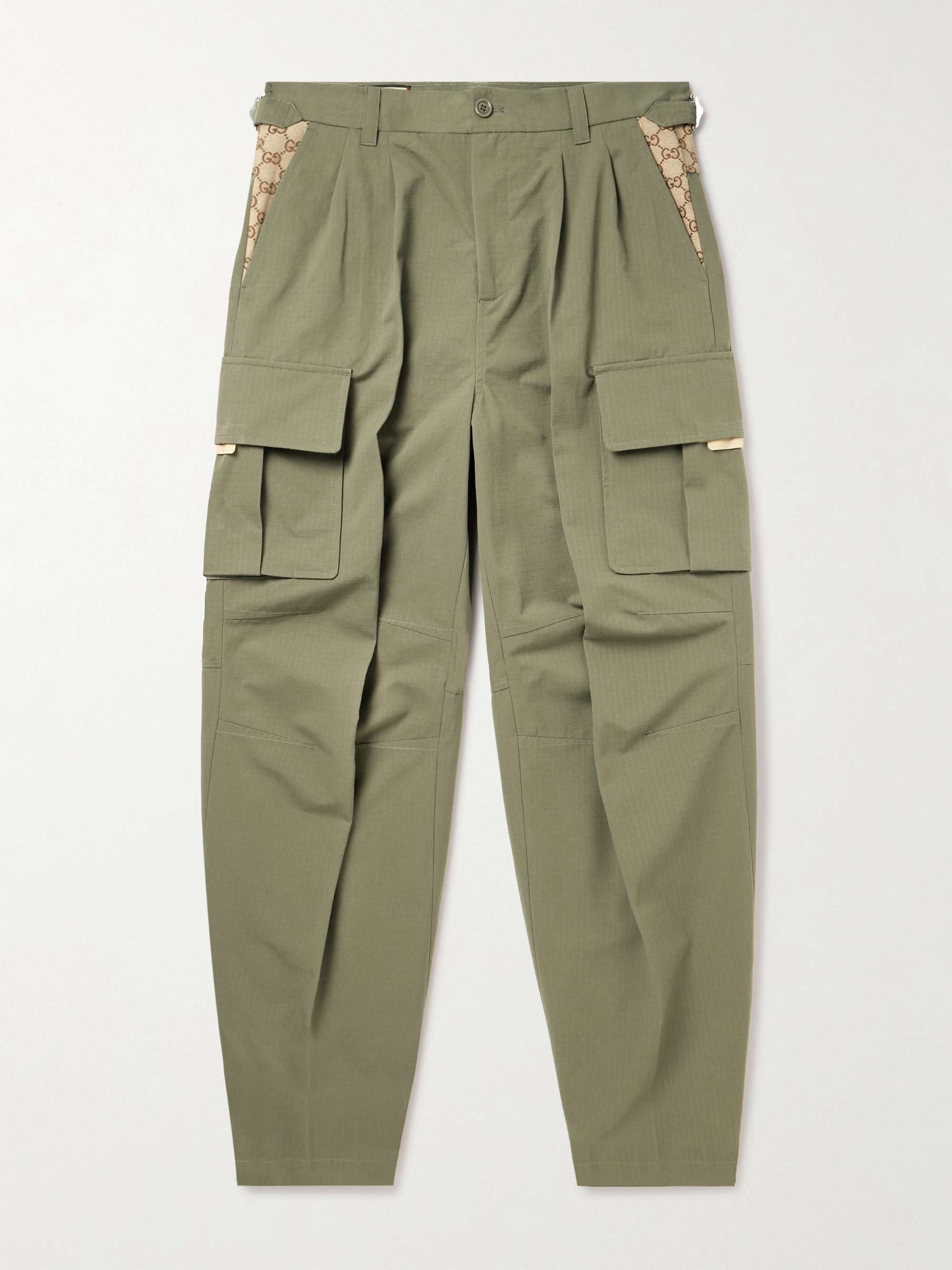 Gucci - GG-jacquard Cotton-Ripstop Cargo Trousers - Mens - Khaki