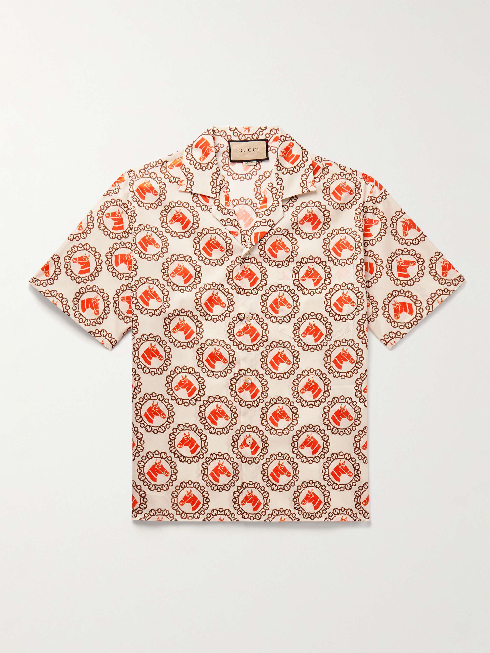GUCCI Camp-Collar Printed Cotton-Twill Shirt for Men | MR PORTER