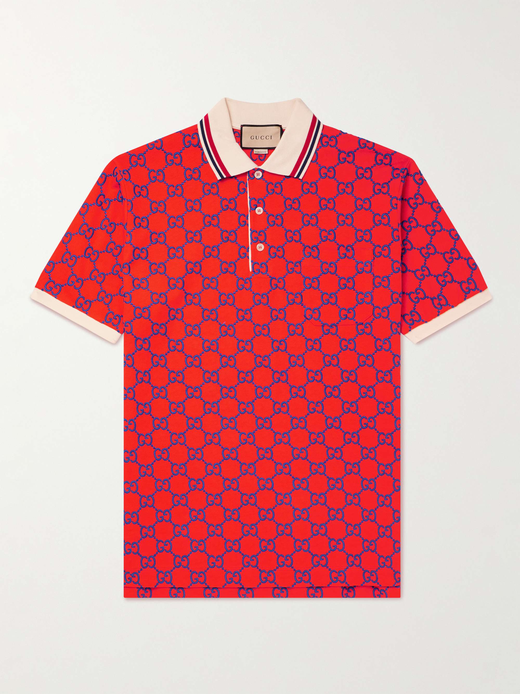 GUCCI Logo-Embroidered Cotton-Piqué Polo Shirt for Men | MR PORTER