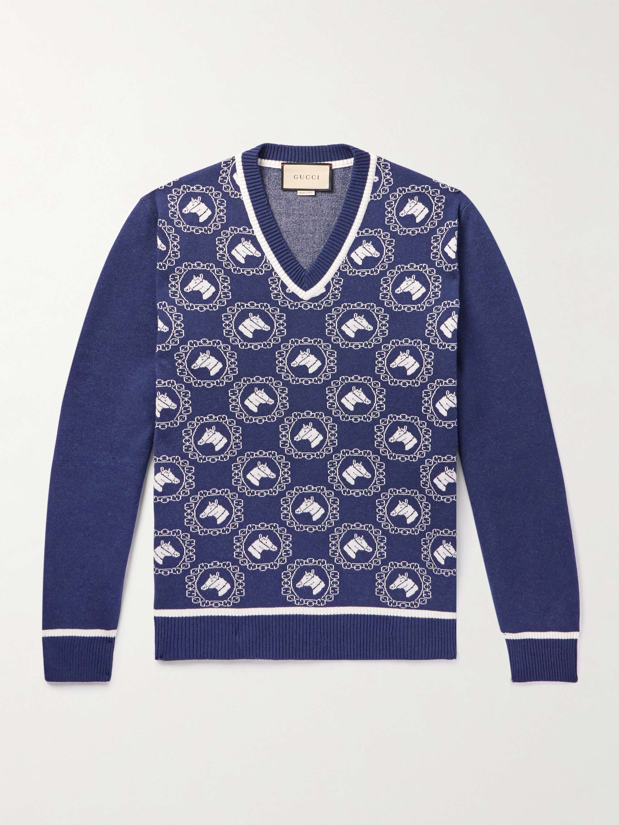 GUCCI Jacquard-Knit Cotton Sweater for Men | MR PORTER
