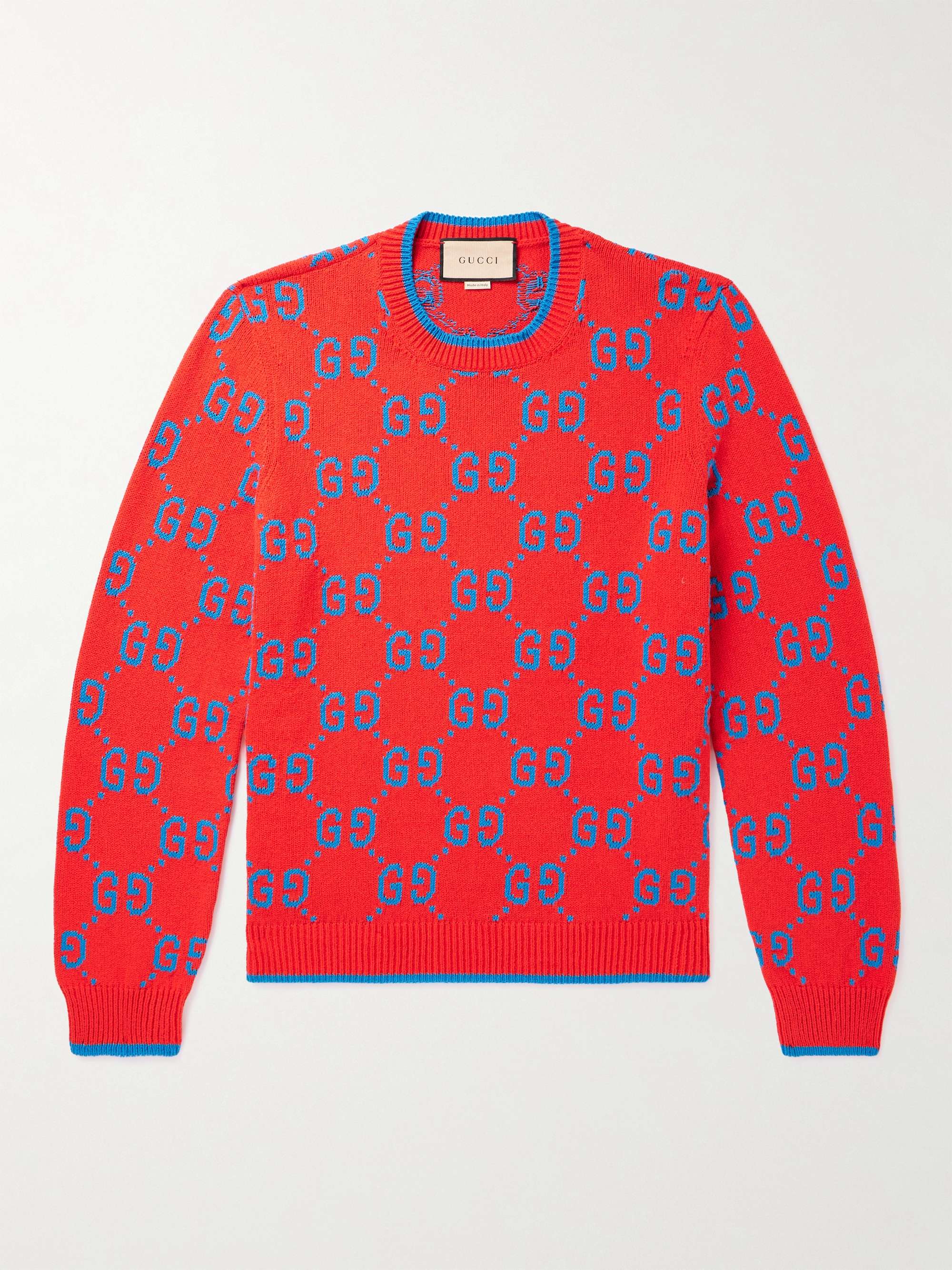 GUCCI Logo-Jacquard Cotton-Blend Sweater for Men | MR PORTER