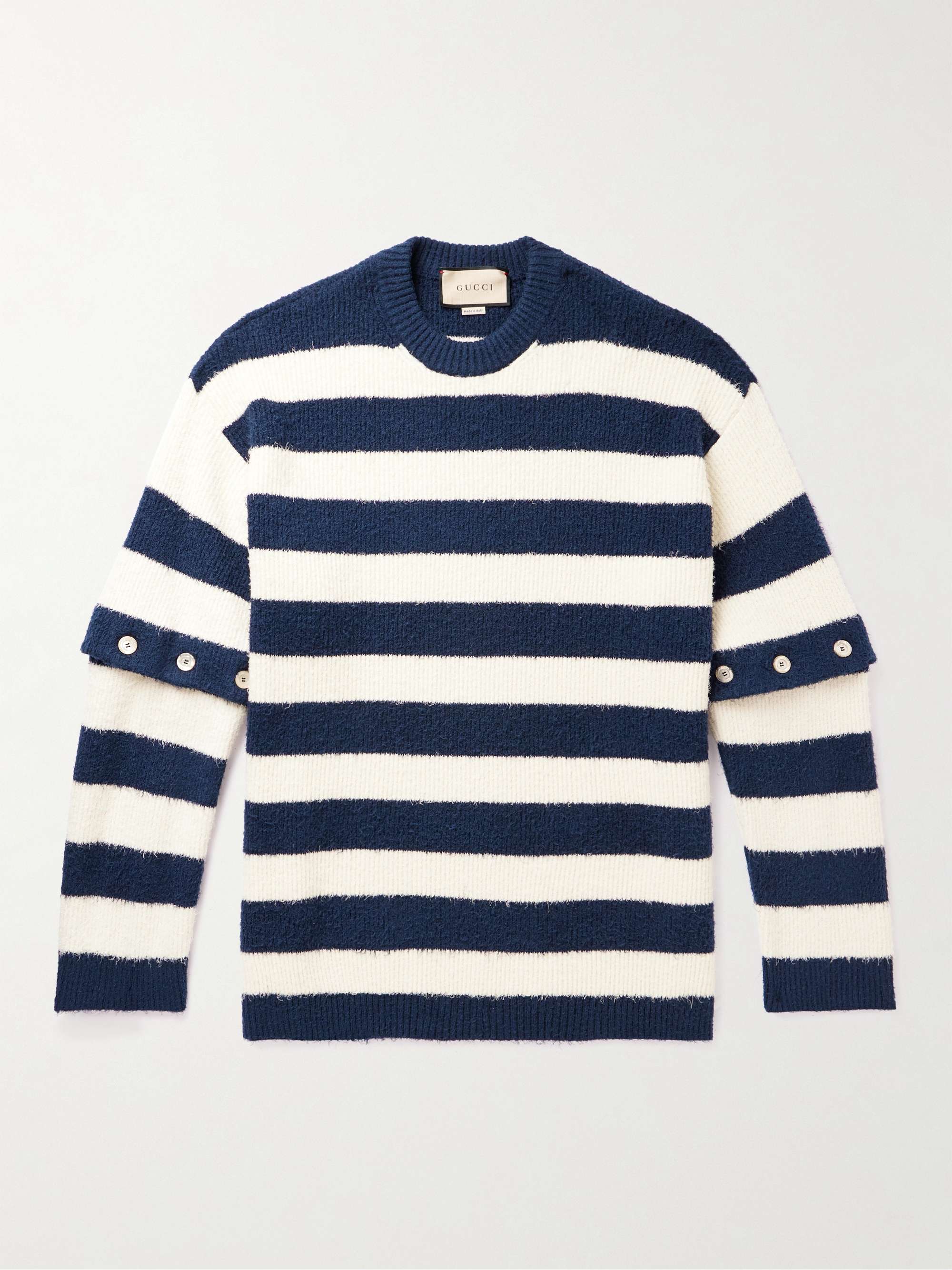 GUCCI Convertible Striped Ribbed Cotton-Blend Sweater for Men | MR PORTER