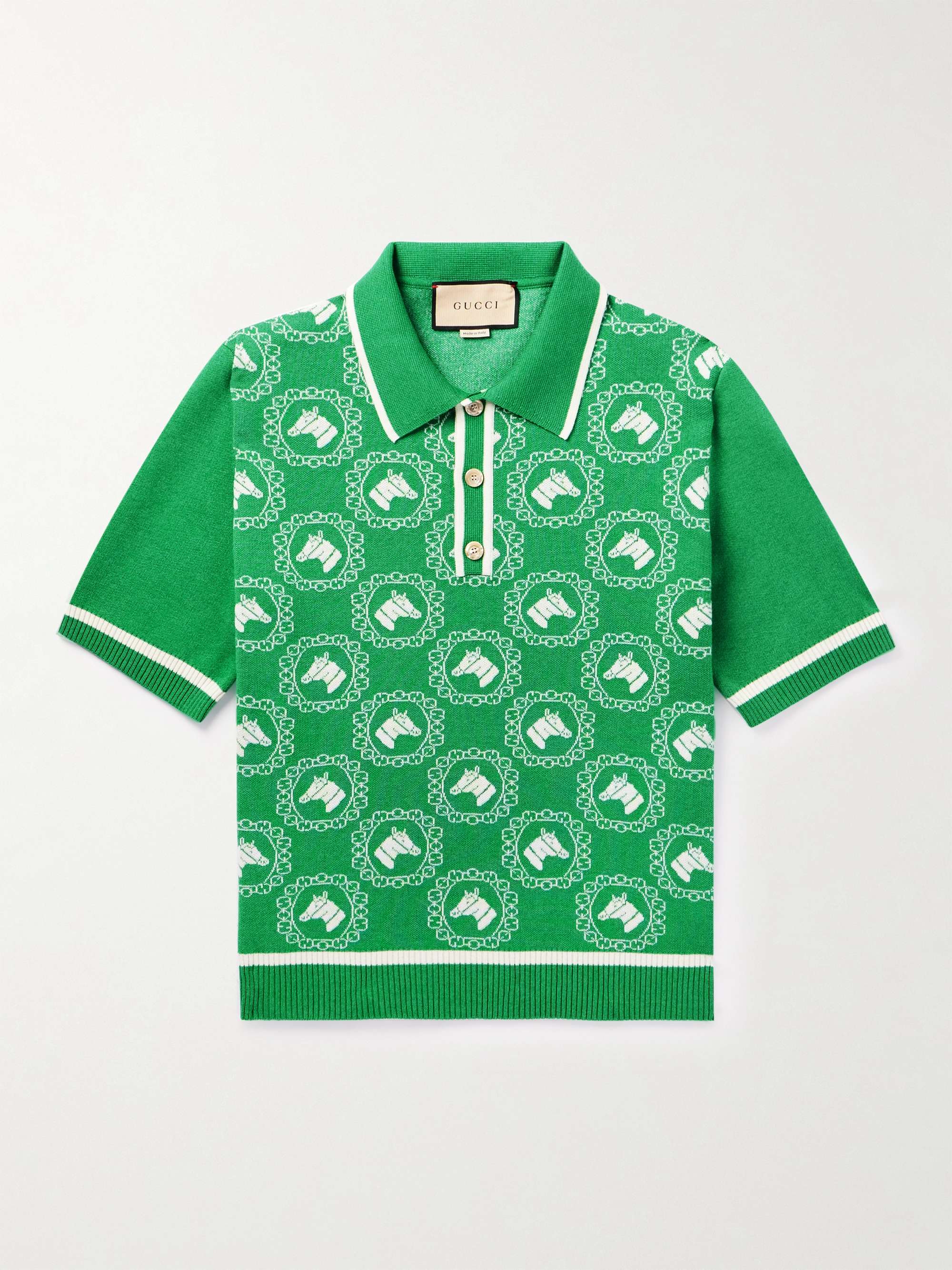 GUCCI Jacquard-Knit Cotton Polo Shirt for Men | MR PORTER