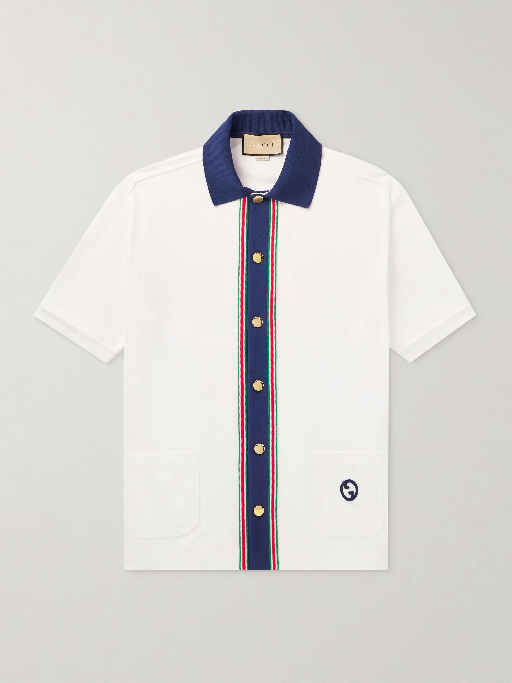 GUCCI Logo-Embroidered Striped Cotton-Jersey Shirt for Men | MR PORTER