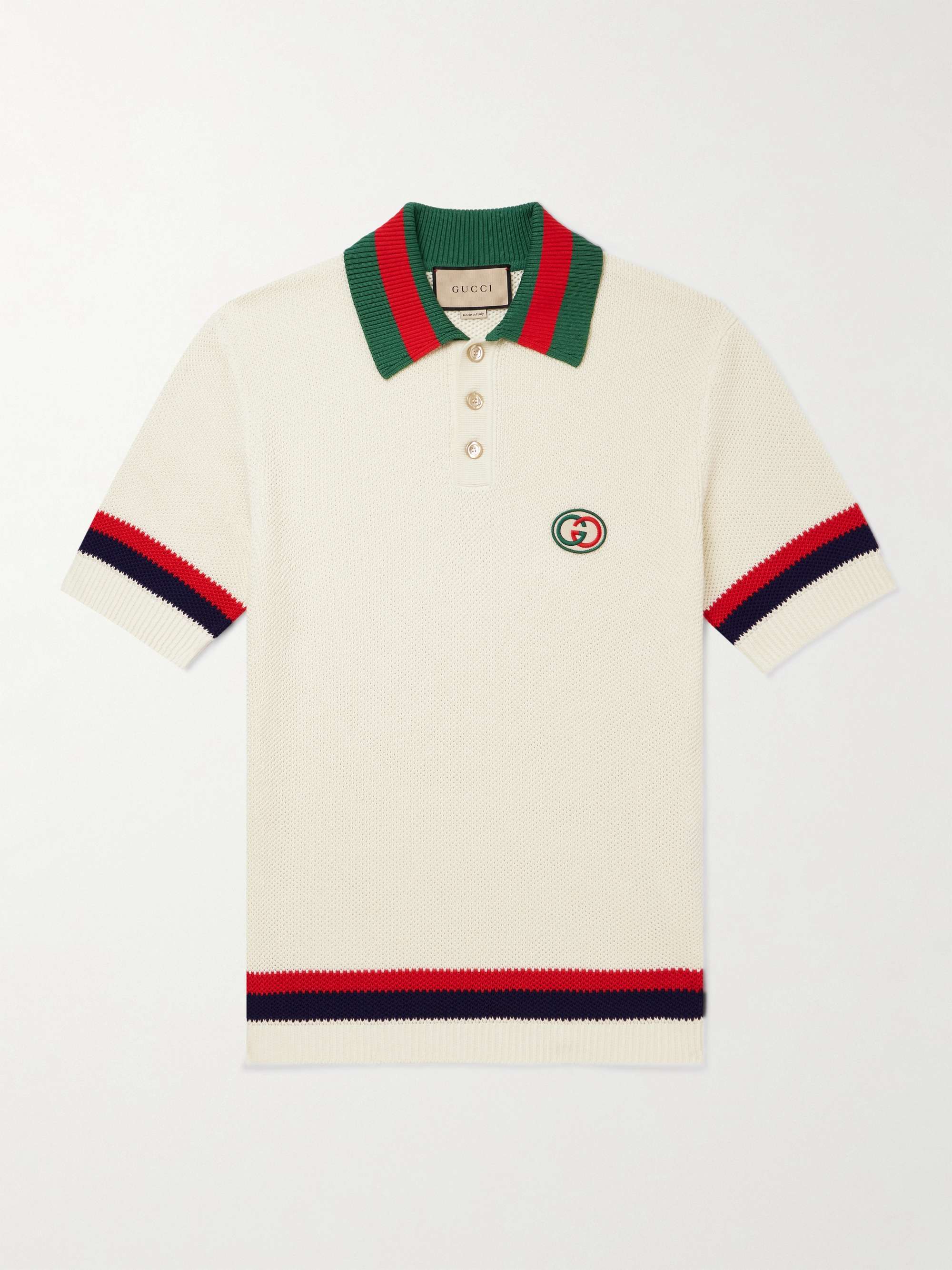 GUCCI Logo-Appliquéd Striped Cotton Polo Shirt for Men | MR PORTER